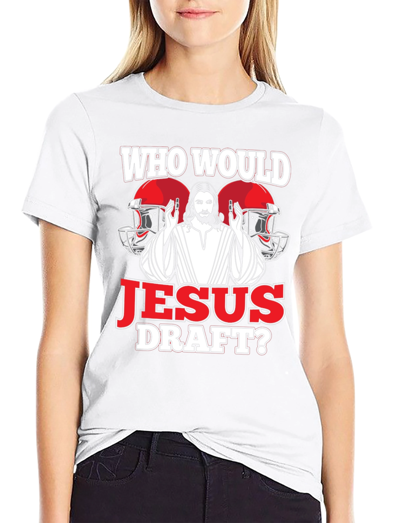 Who Would Jesus Draft Football T-Shirt