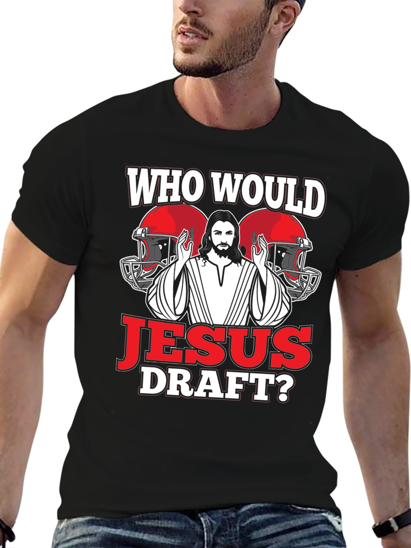 Who Would Jesus Draft Football T-Shirt