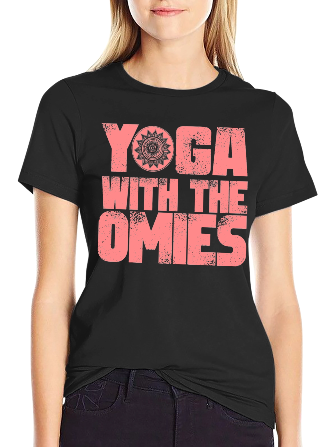 Yoga With The Omies Black Graphic T-Shirt