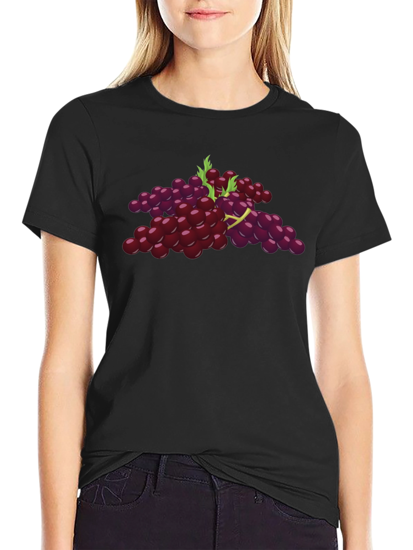 Grape Graphic Tee - Black Cotton Comfort
