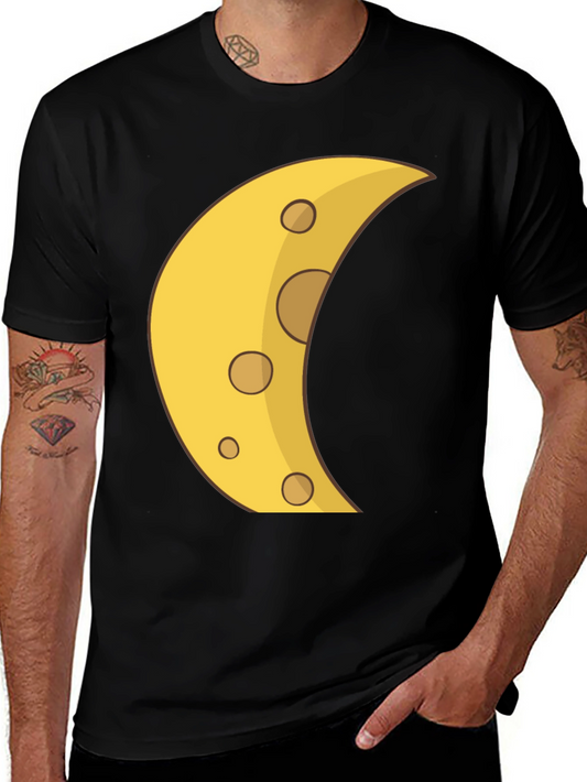 Cheese Moon Graphic Tee - Black Cotton T-Shirt