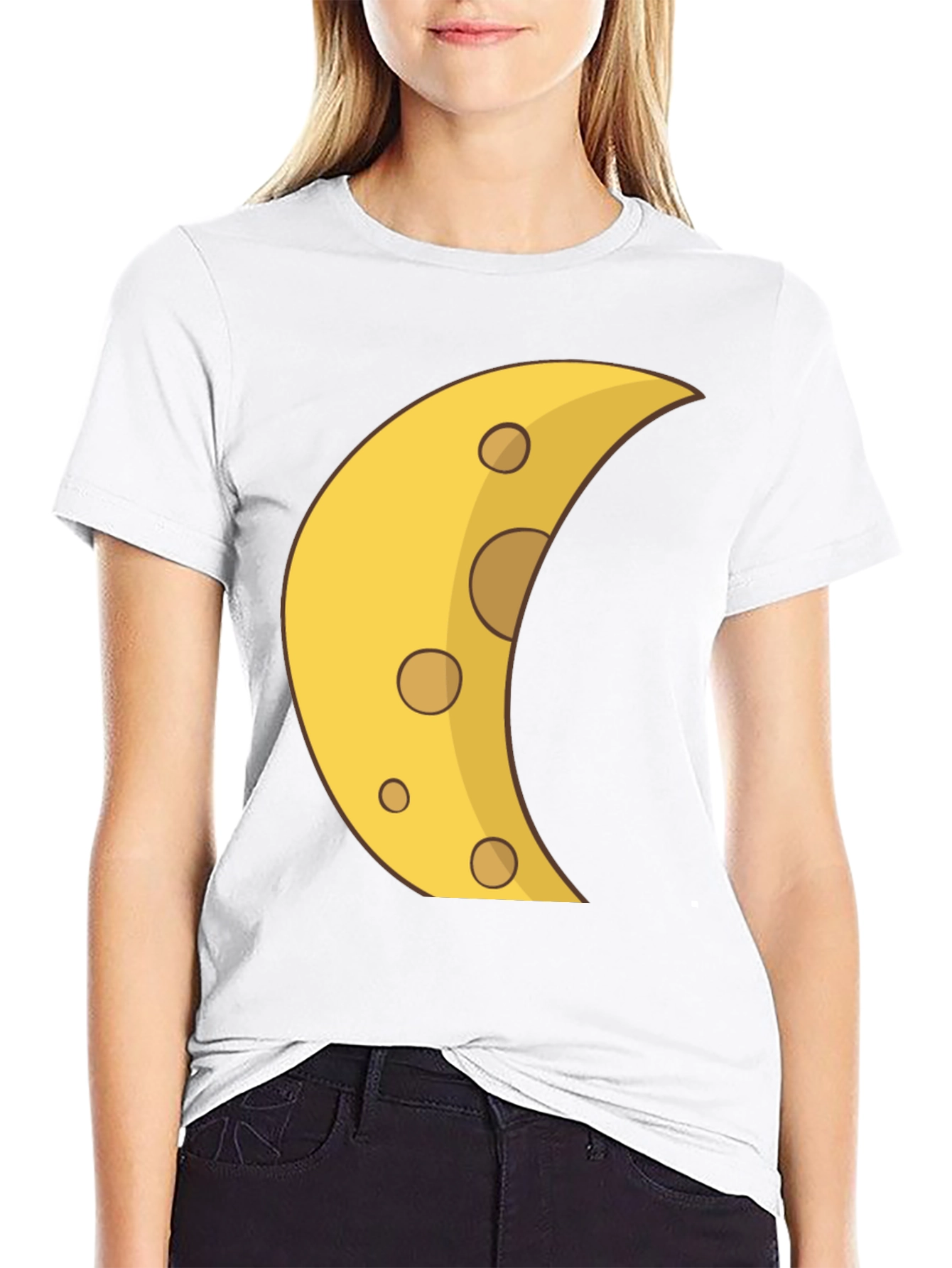 Cheese Moon Graphic Tee - Black Cotton T-Shirt