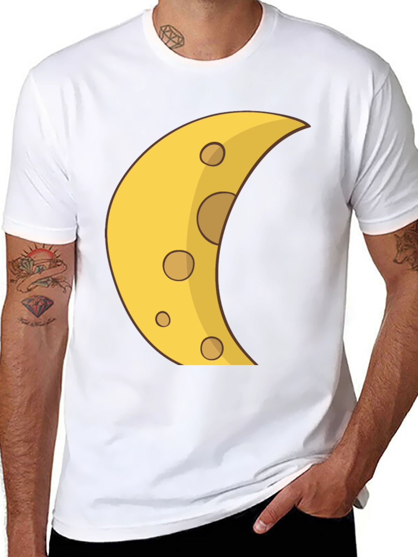 Cheese Moon Graphic Tee - Black Cotton T-Shirt