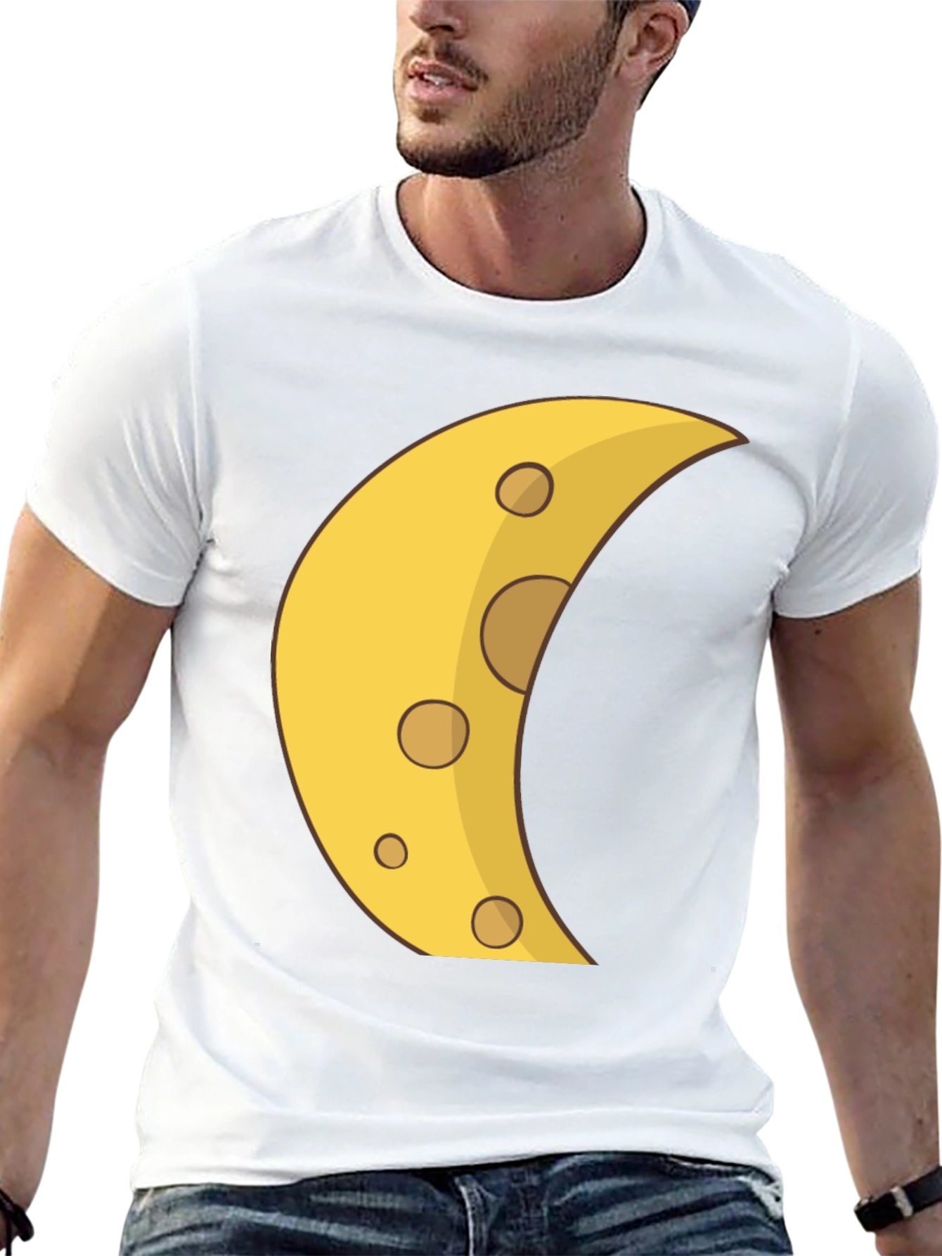 Cheese Moon Graphic Tee - Black Cotton T-Shirt