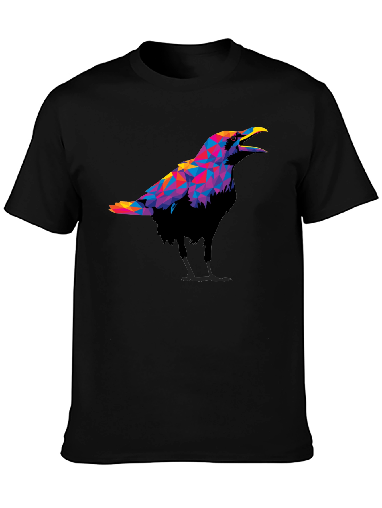 Geometric Crow Graphic Black T-Shirt