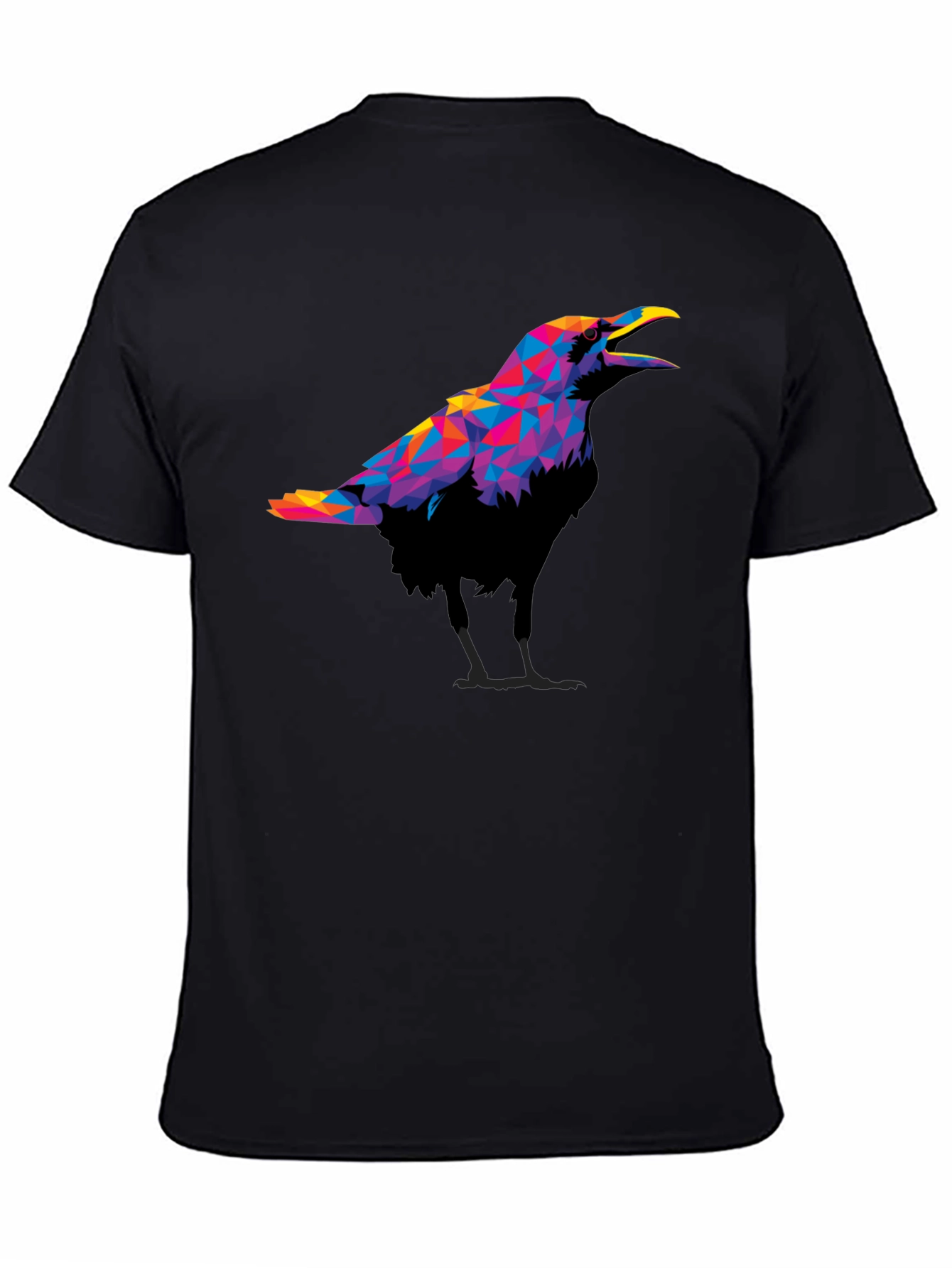 Geometric Crow Graphic Black T-Shirt