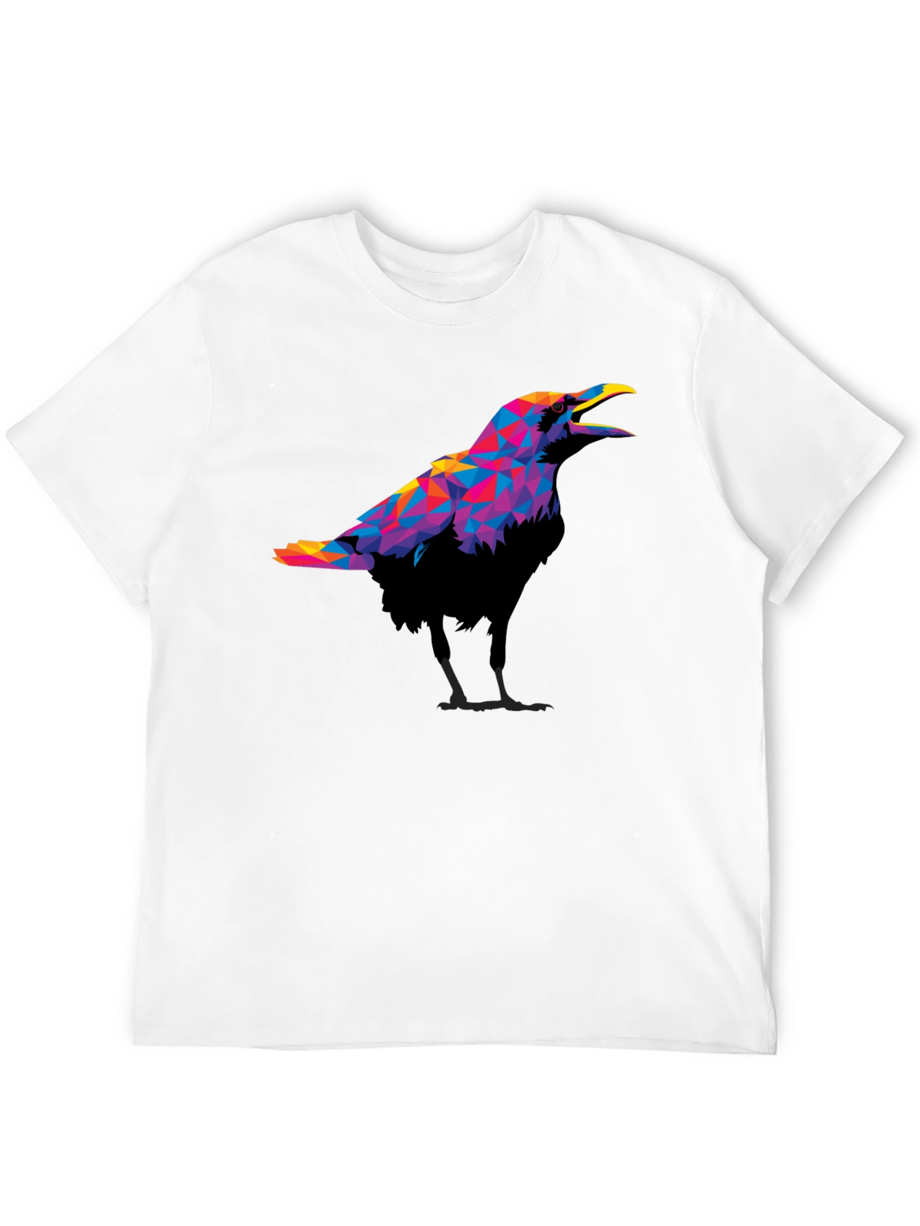 Geometric Crow Graphic Black T-Shirt