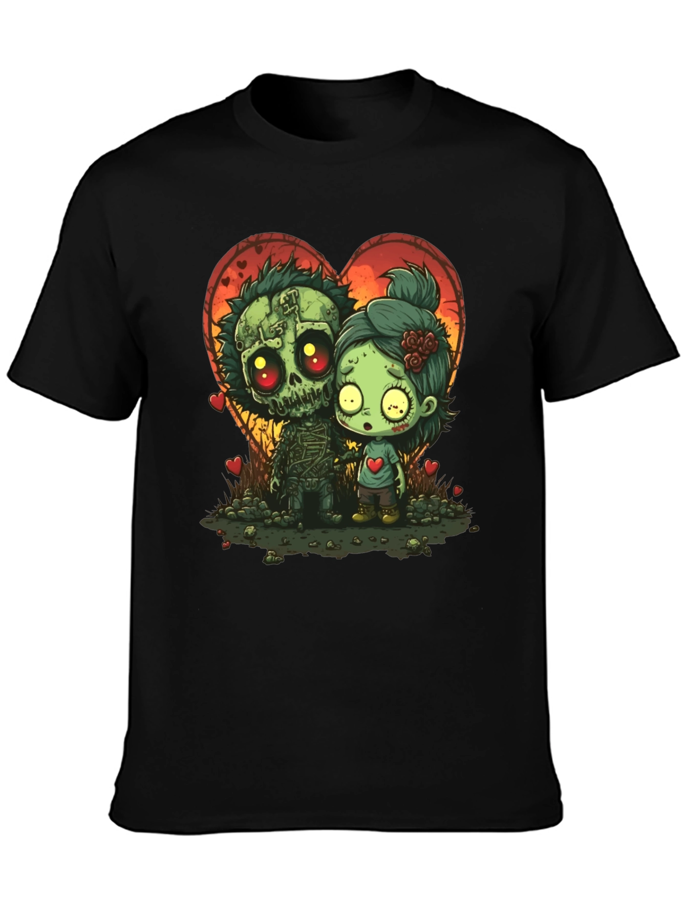 Zombie Love T-Shirt: Spooky Cute Cartoon Couple