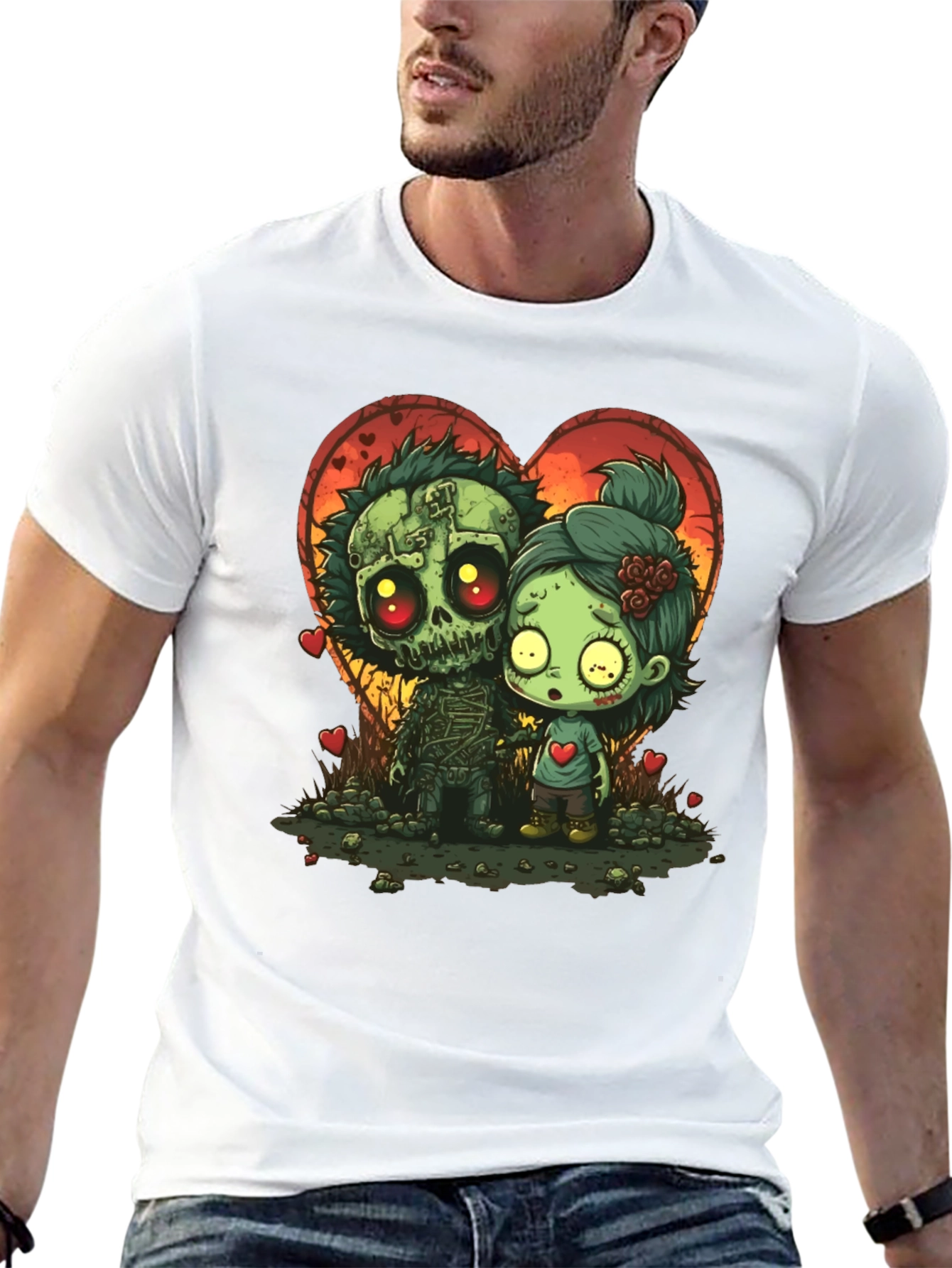 Zombie Love T-Shirt: Spooky Cute Cartoon Couple