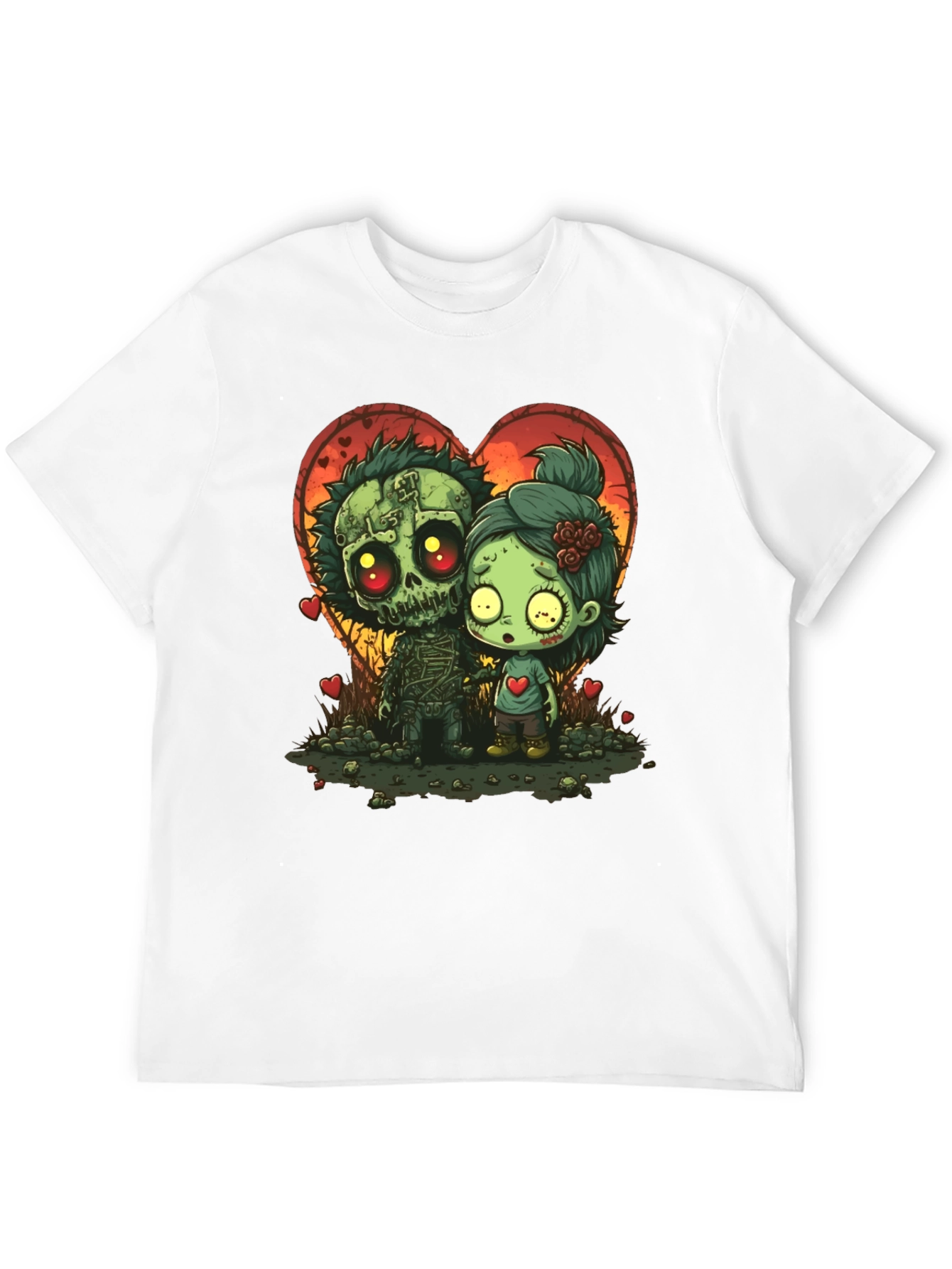 Zombie Love T-Shirt: Spooky Cute Cartoon Couple