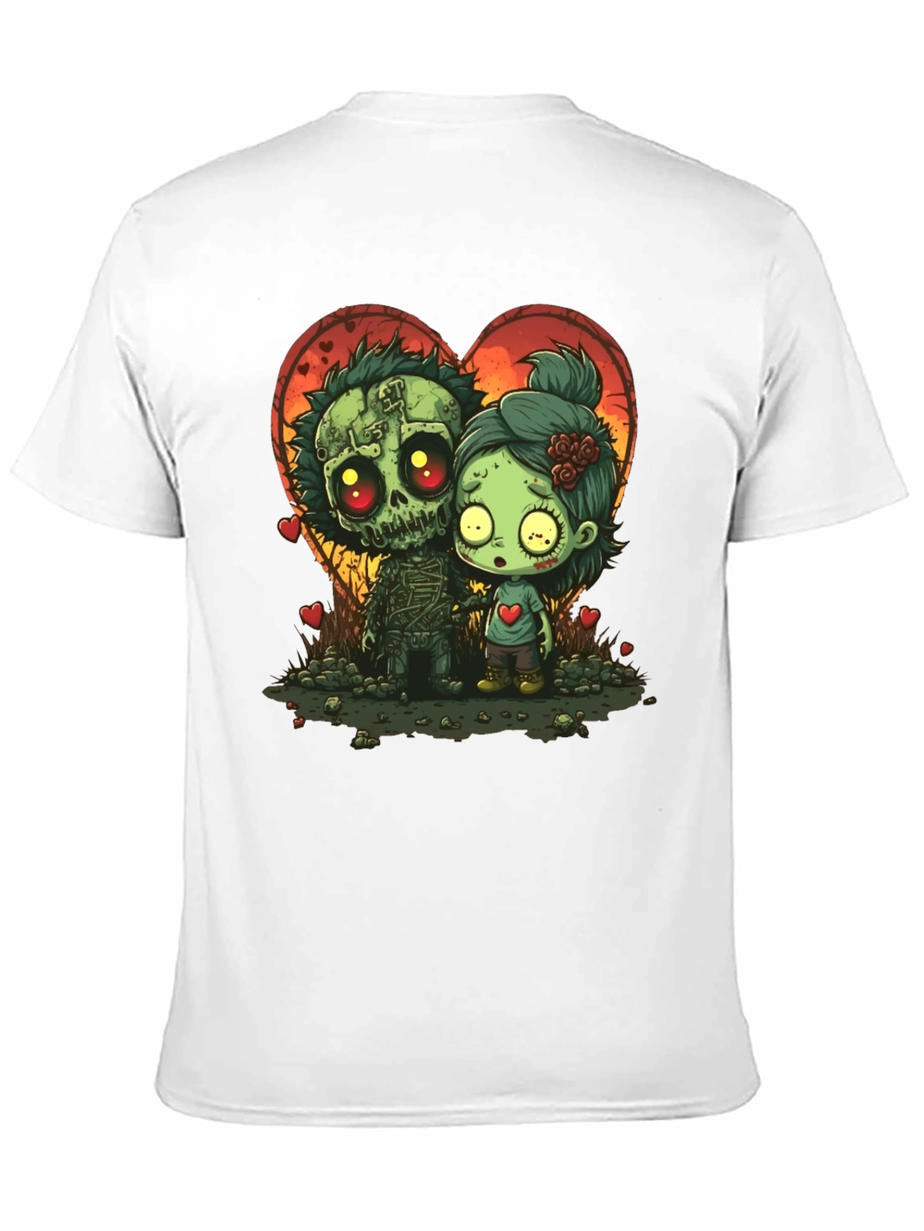 Zombie Love T-Shirt: Spooky Cute Cartoon Couple