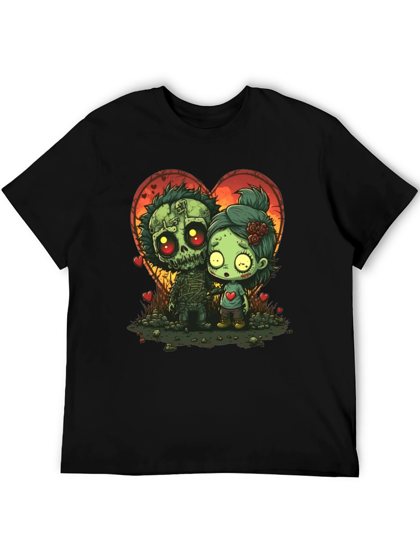 Zombie Love T-Shirt: Spooky Cute Cartoon Couple