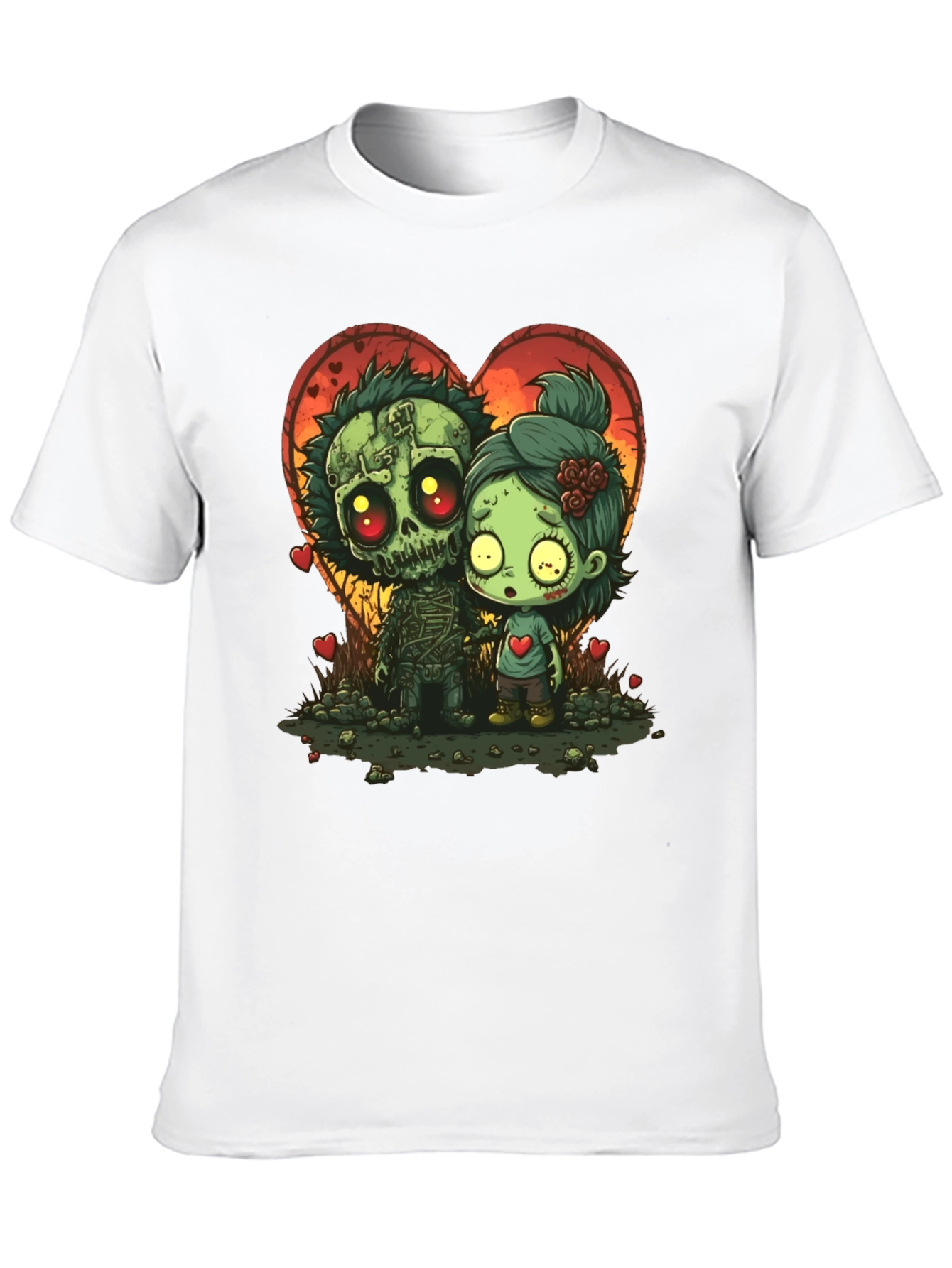 Zombie Love T-Shirt: Spooky Cute Cartoon Couple