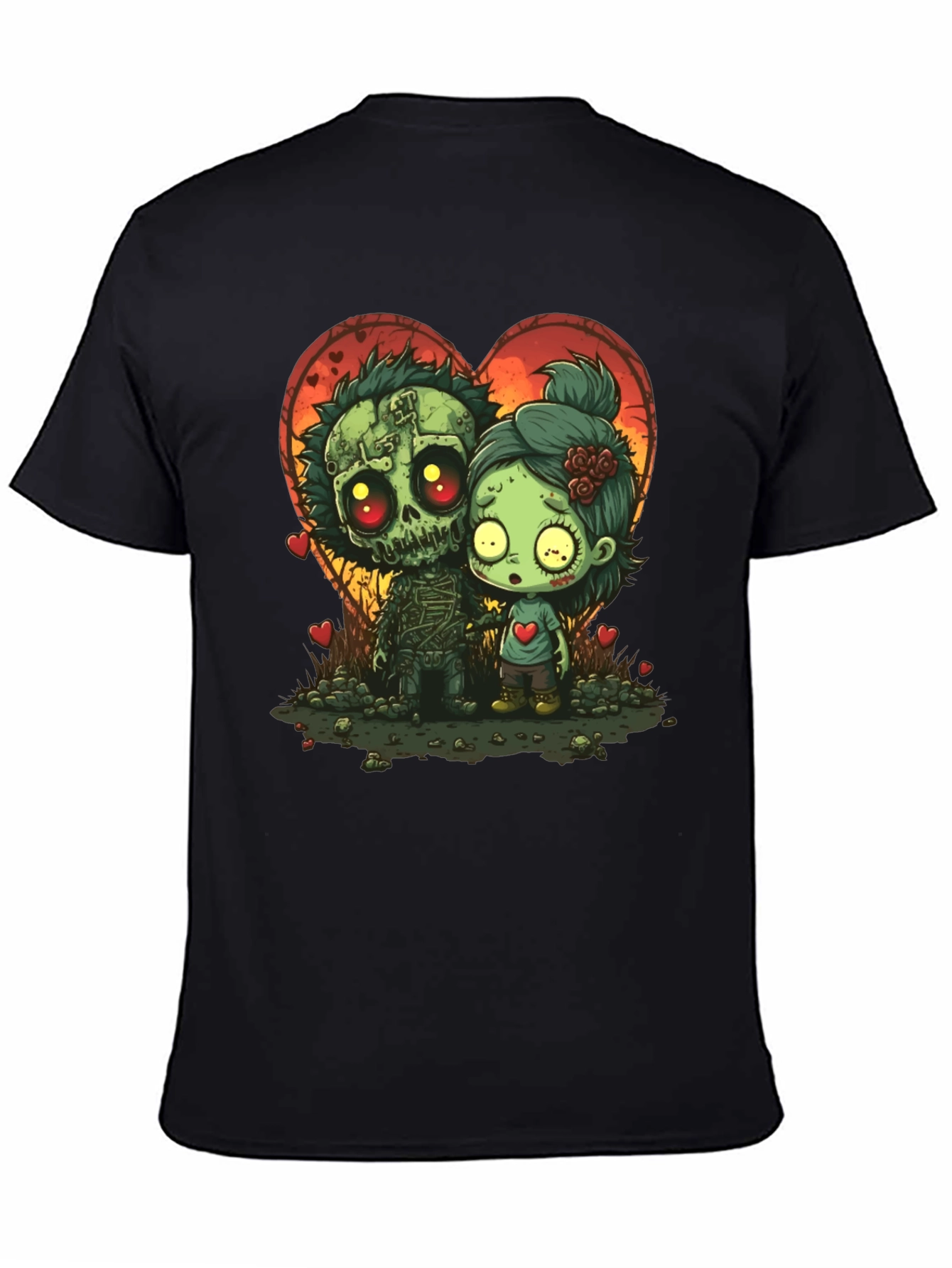 Zombie Love T-Shirt: Spooky Cute Cartoon Couple