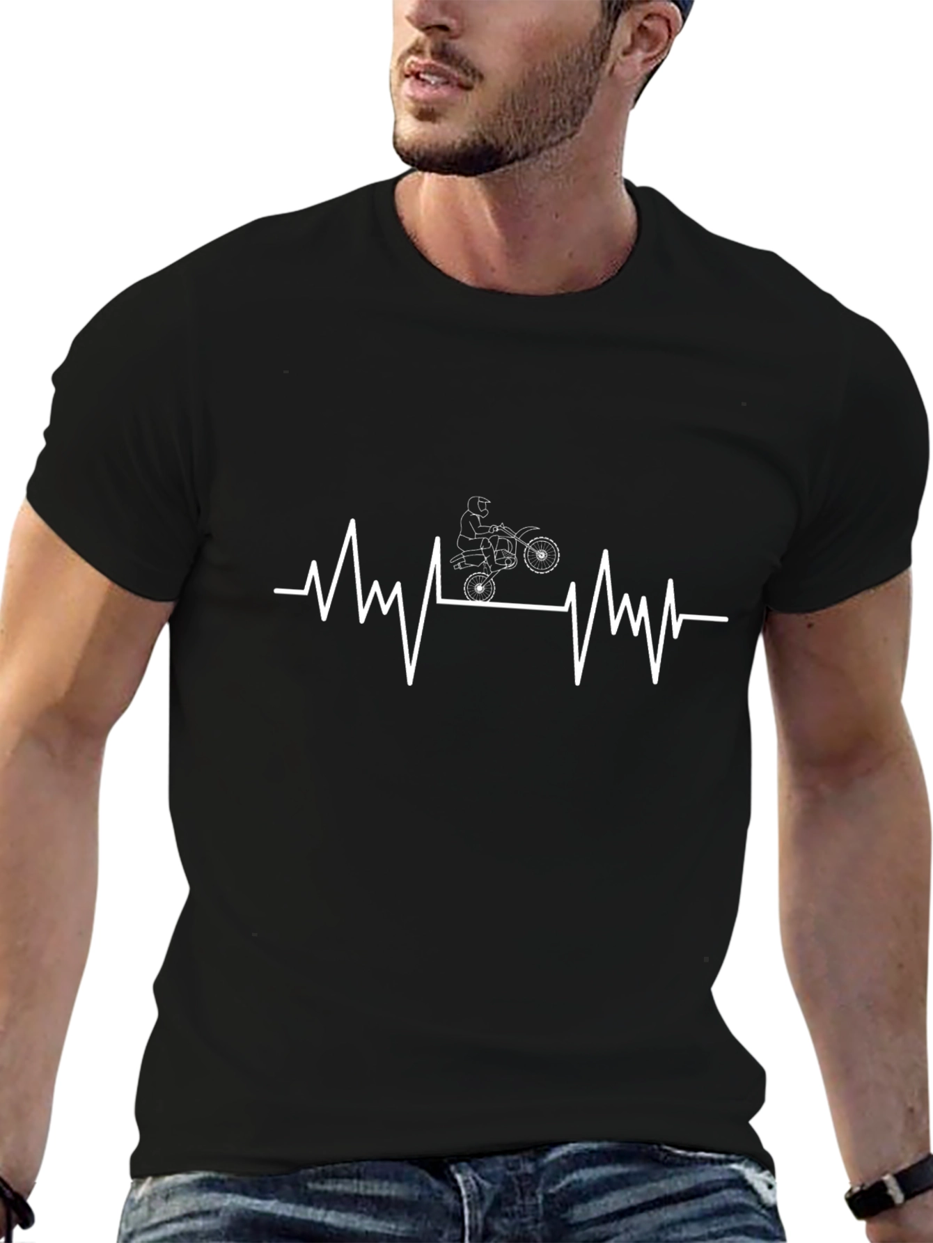 Motorcross Heartbeat Graphic Tee - Black