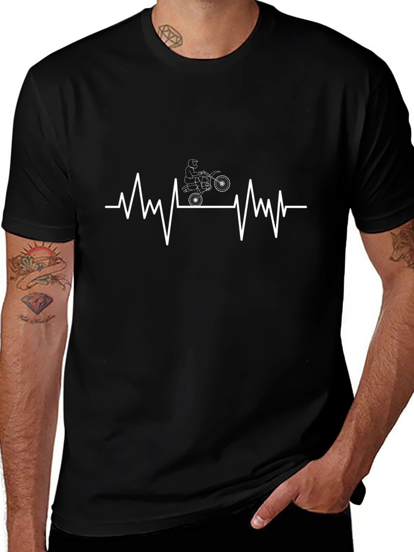 Motorcross Heartbeat Graphic Tee - Black