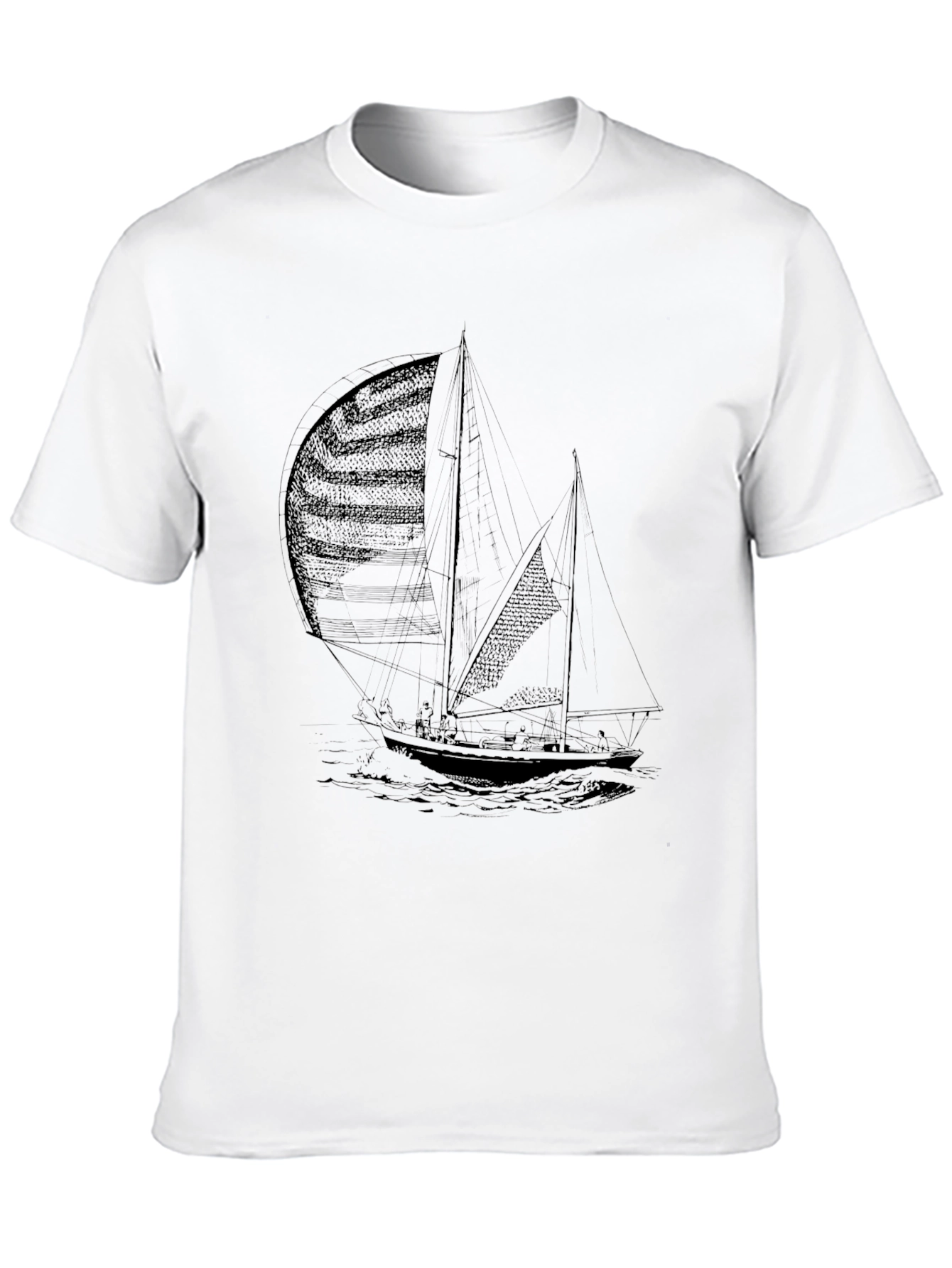 Mens Black Sailing Boat Graphic Tee