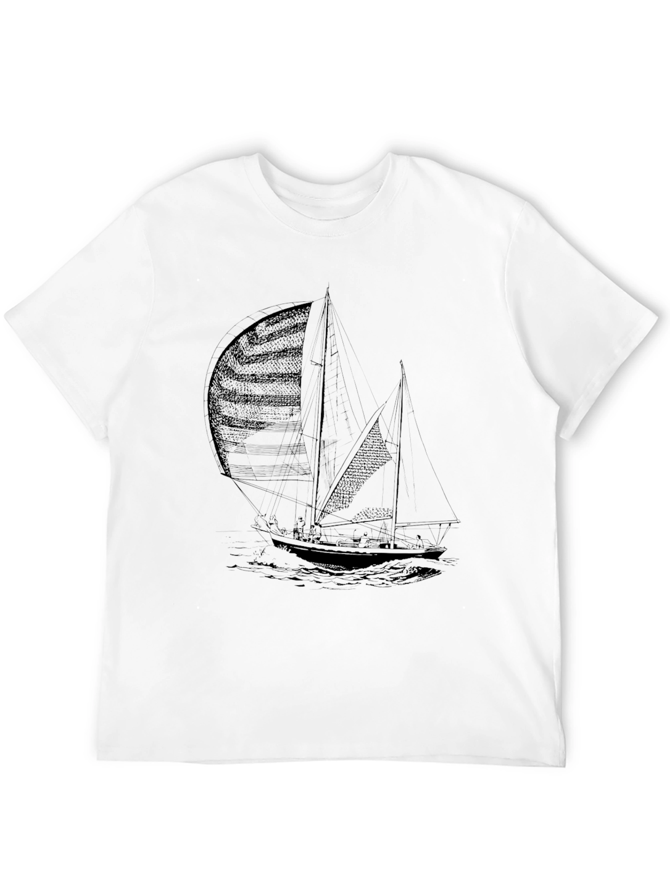 Mens Black Sailing Boat Graphic Tee