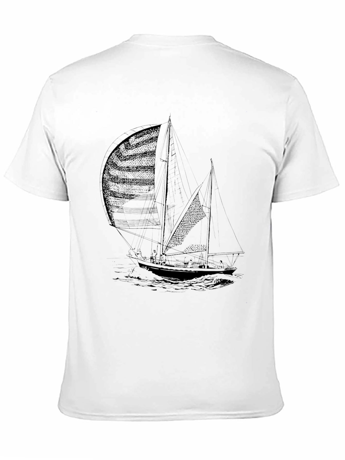 Mens Black Sailing Boat Graphic Tee
