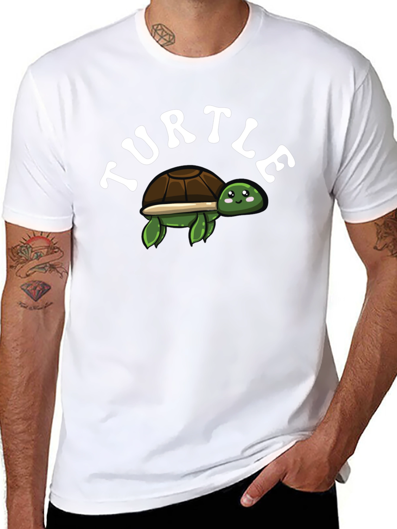 Cute Turtle Graphic T-Shirt - Black