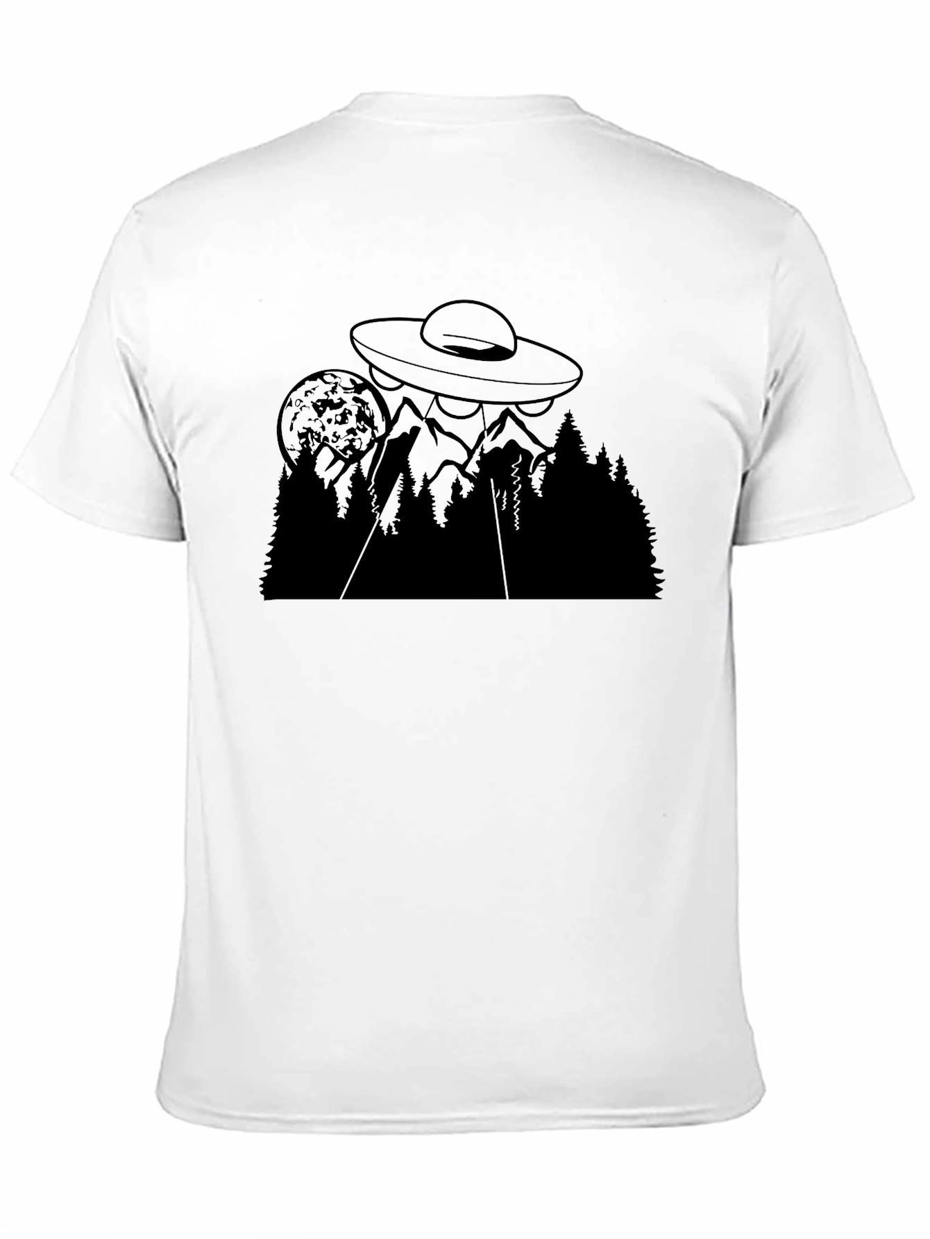 UFO Over Mountain T-Shirt - Black Alien Abduction Tee