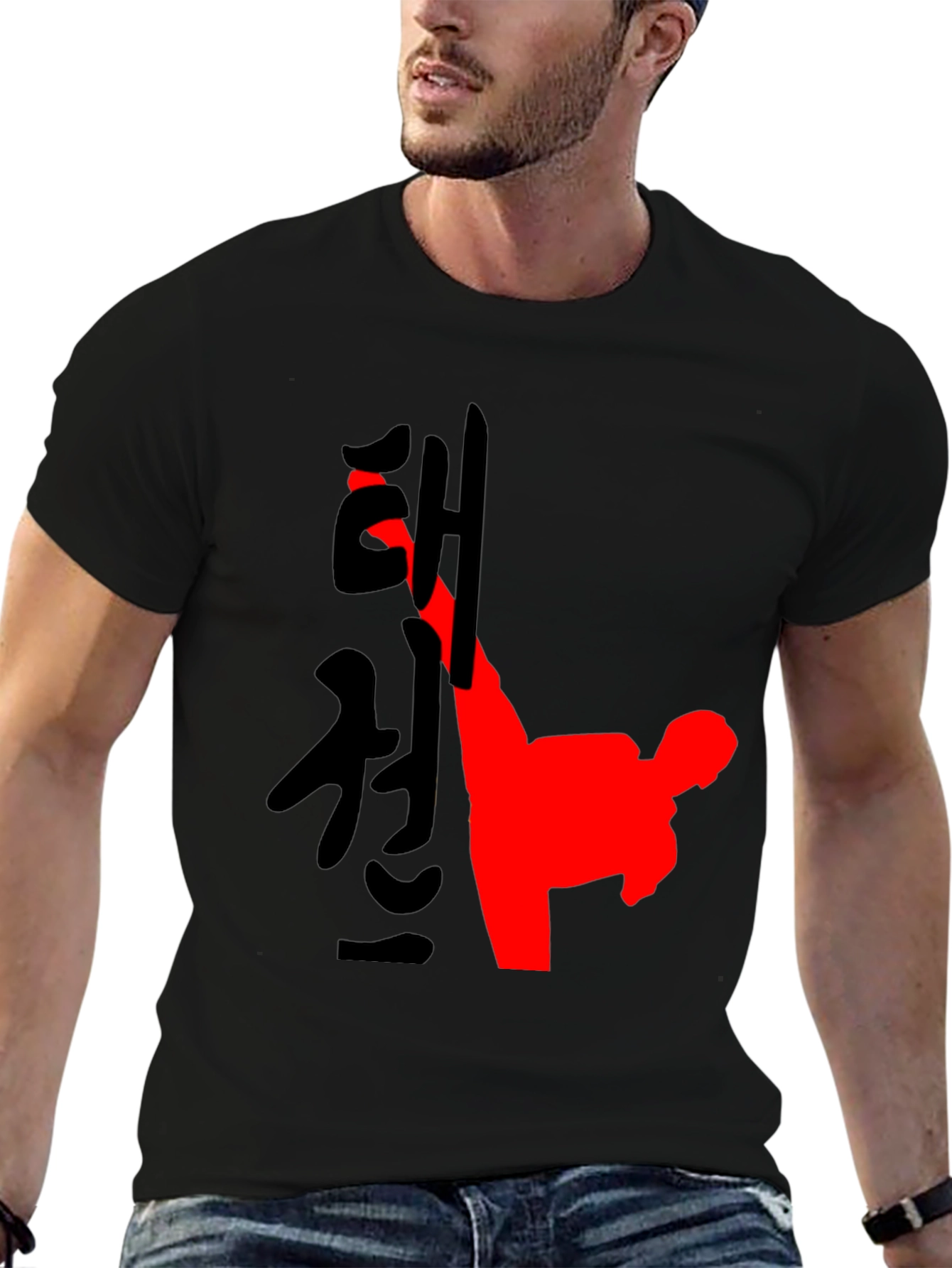 Taekwondo Black T-Shirt Martial Arts Kick