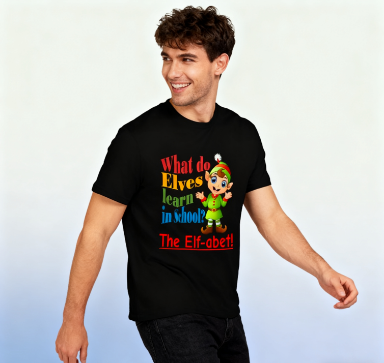 Whimsical "What Do Elves Learn in School?" Pun T-Shirt - 100% Cotton | Fun Christmas Gift | Cute Holiday Humor Tee