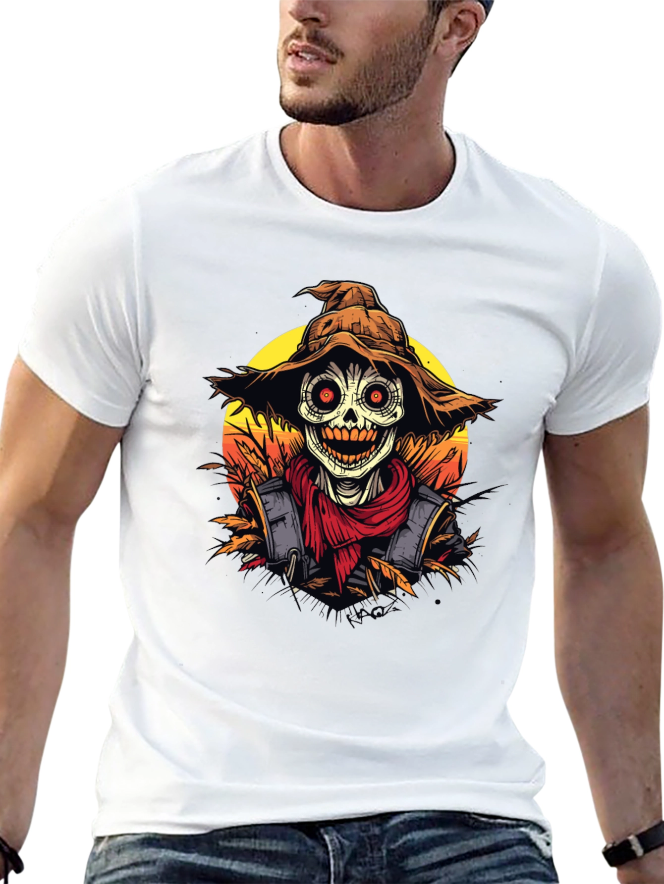 Scarecrow Graphic Tee - Halloween Shirt