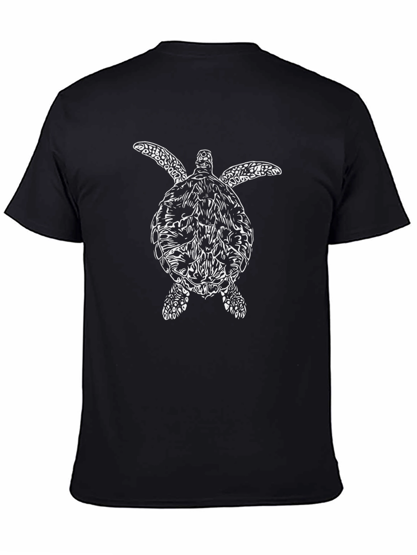 Turtle Graphic Print Tee - Casual Black T-Shirt