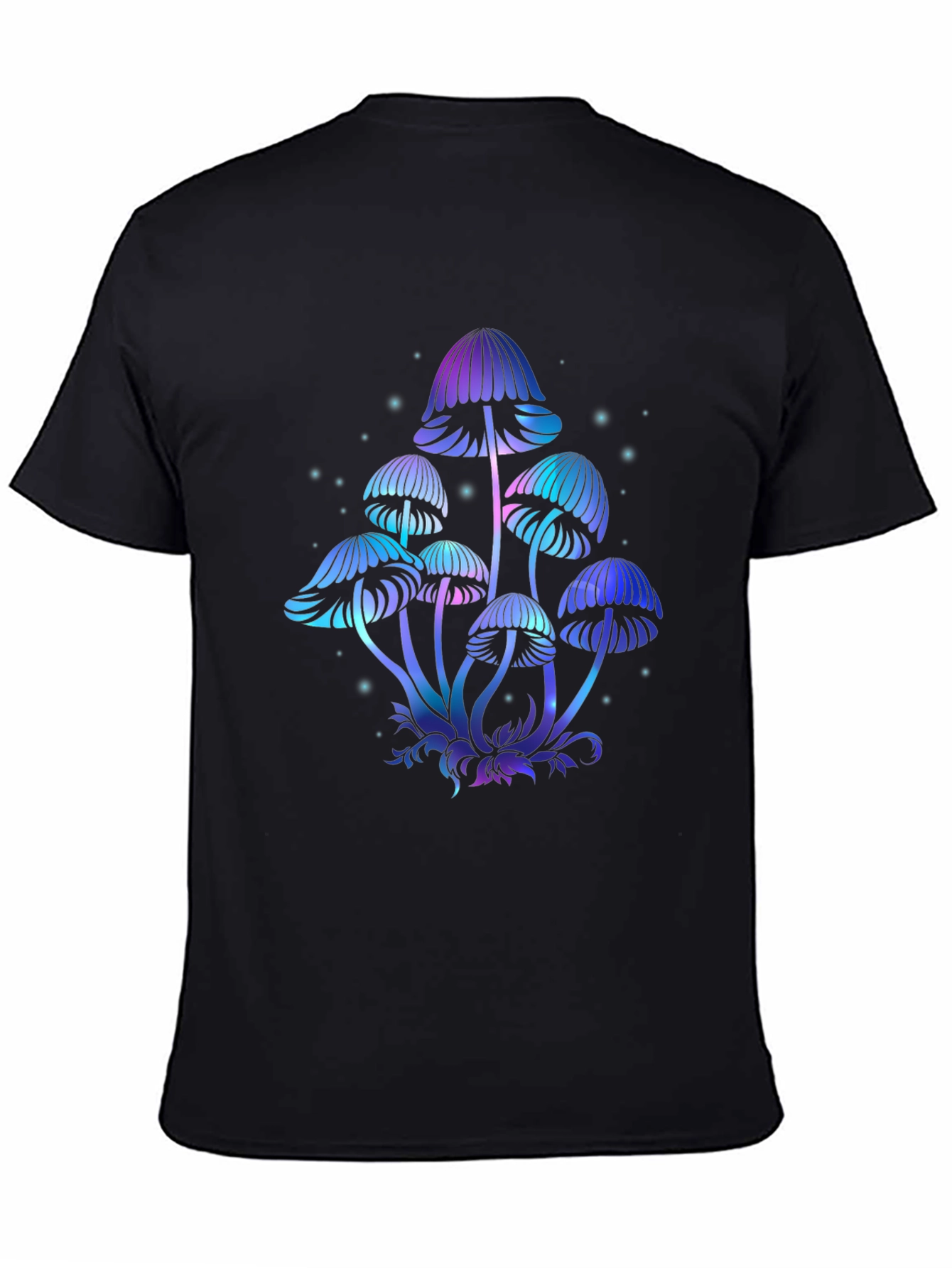 Mystical Mushroom Graphic Tee - Black Cotton T-Shirt