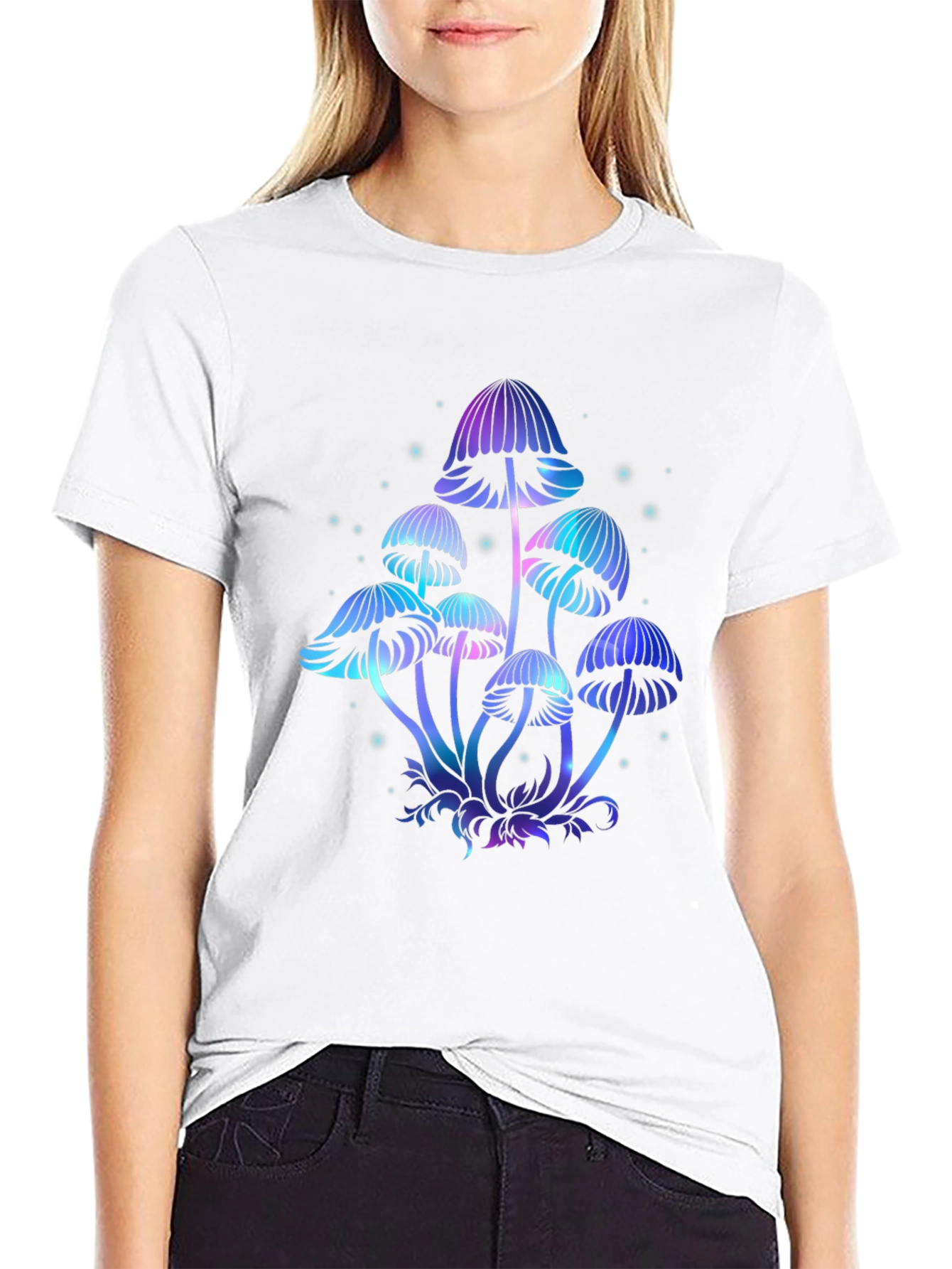 Mystical Mushroom Graphic Tee - Black Cotton T-Shirt