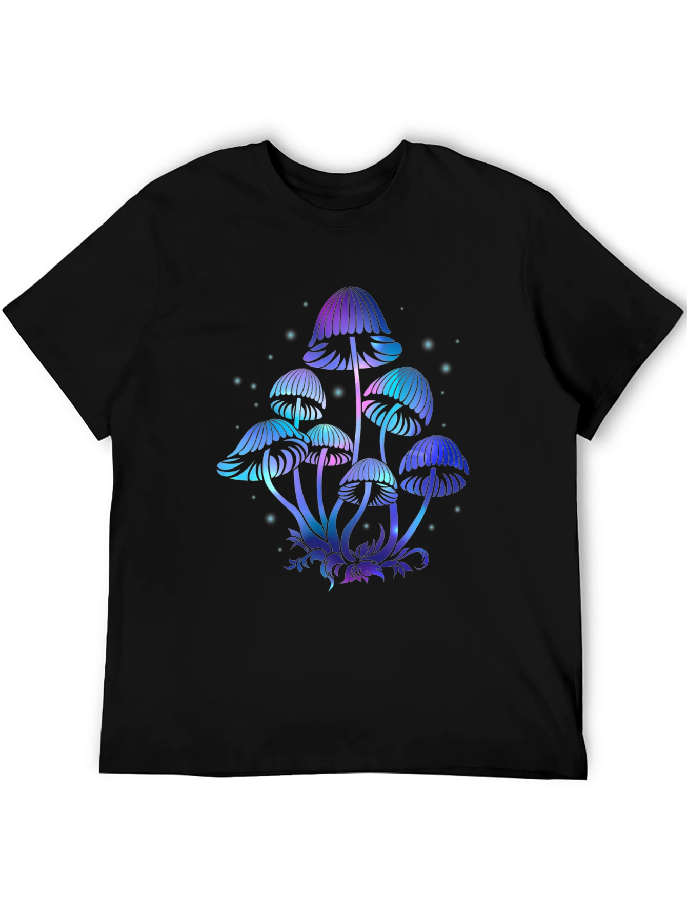 Mystical Mushroom Graphic Tee - Black Cotton T-Shirt