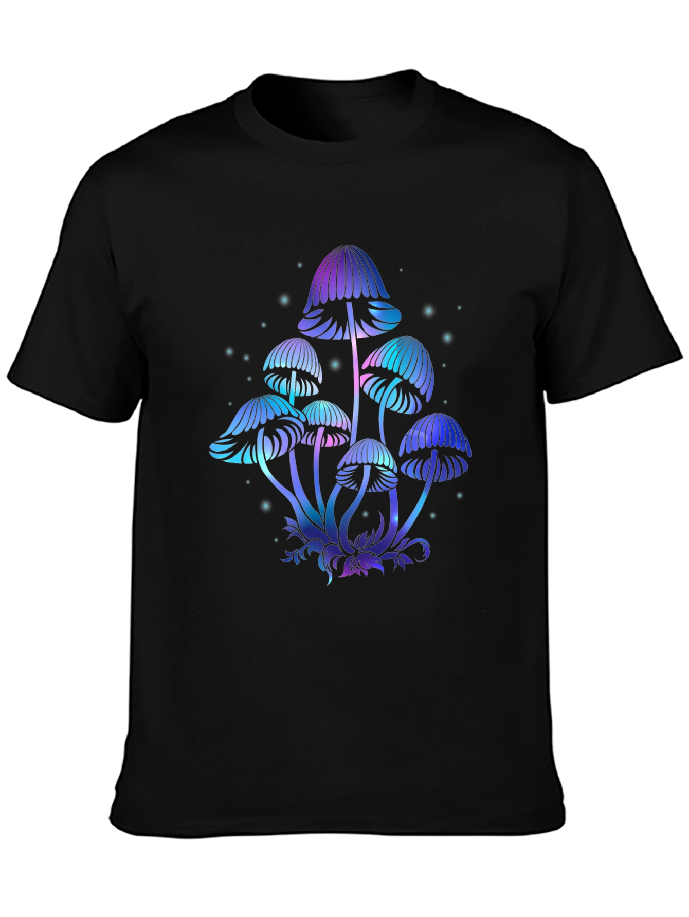 Mystical Mushroom Graphic Tee - Black Cotton T-Shirt