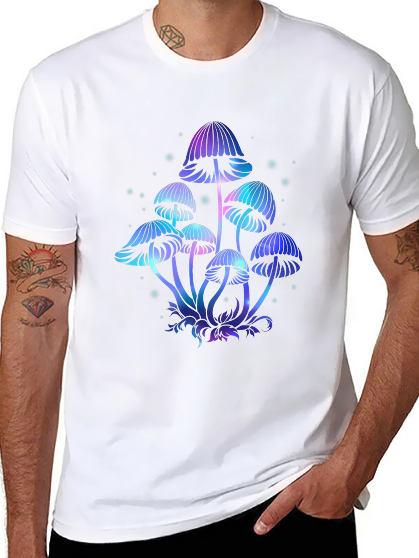 Mystical Mushroom Graphic Tee - Black Cotton T-Shirt