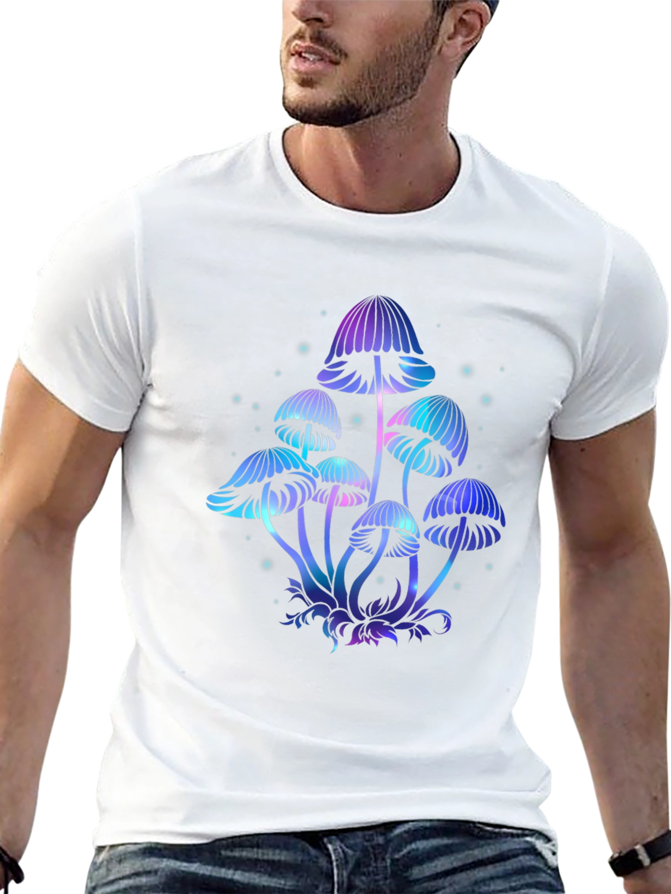 Mystical Mushroom Graphic Tee - Black Cotton T-Shirt