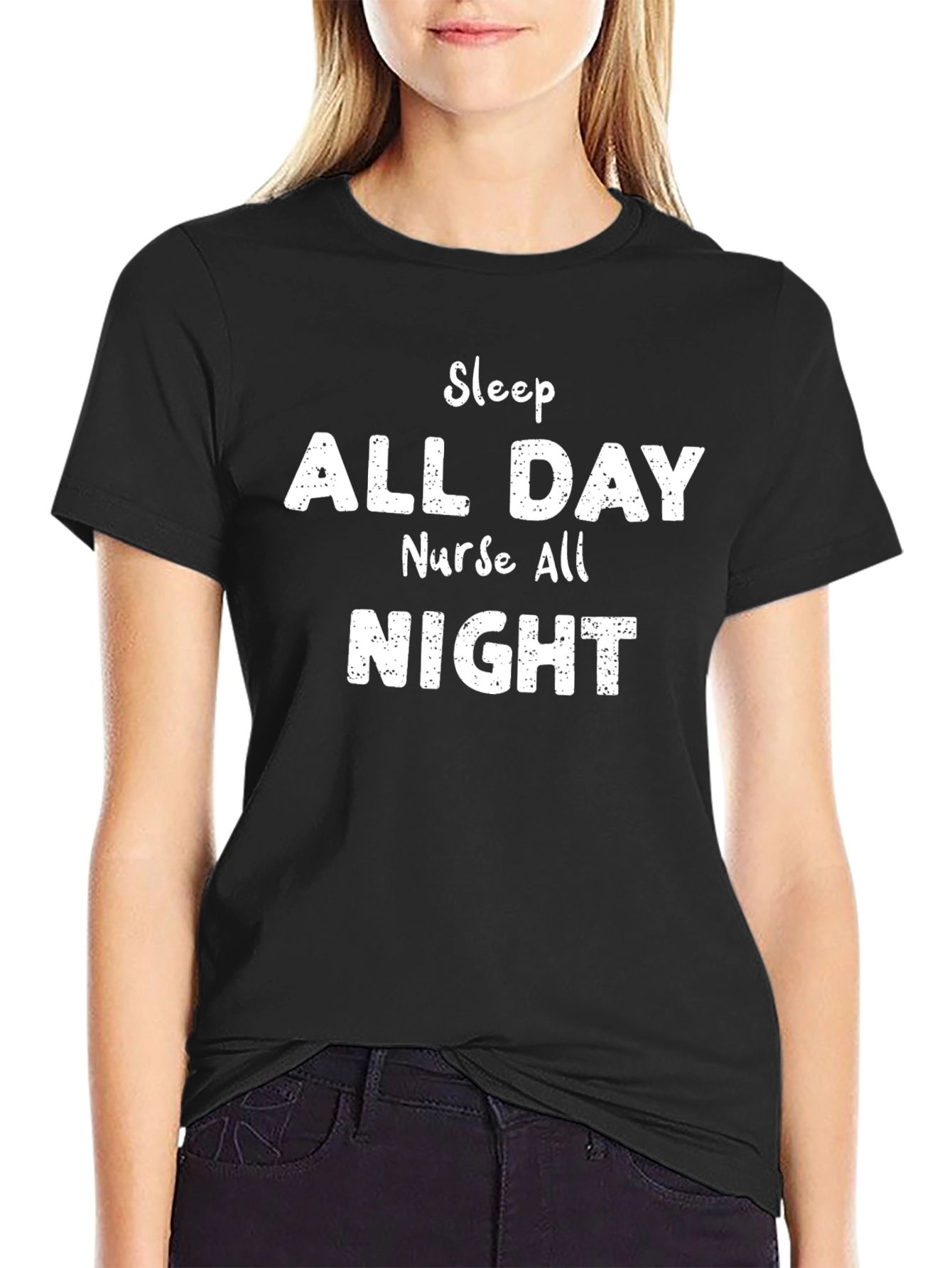 Sleep All Day Nurse All Night Black T-Shirt