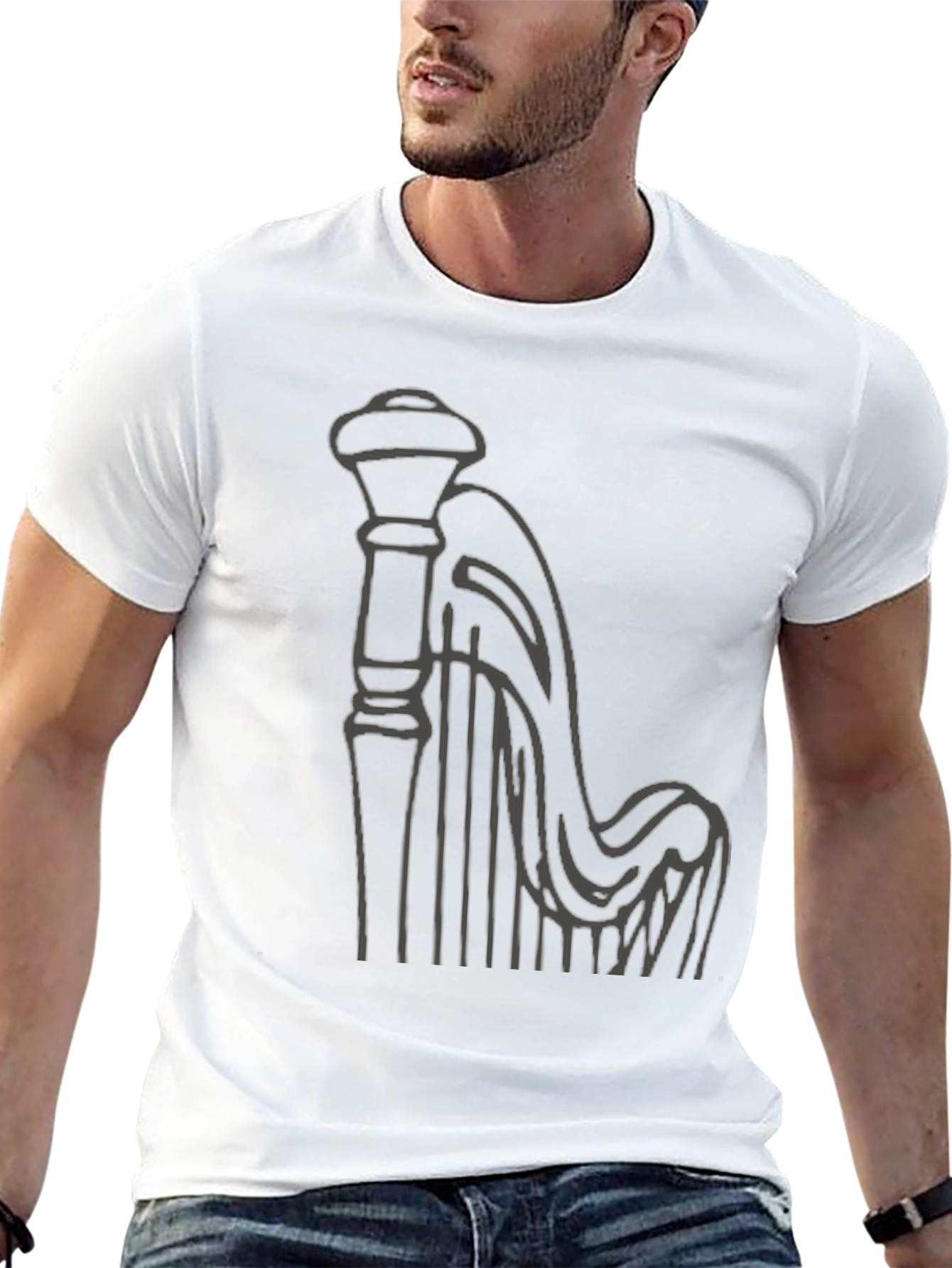 Harp Graphic T-Shirt - Classic Musical Instrument Tee