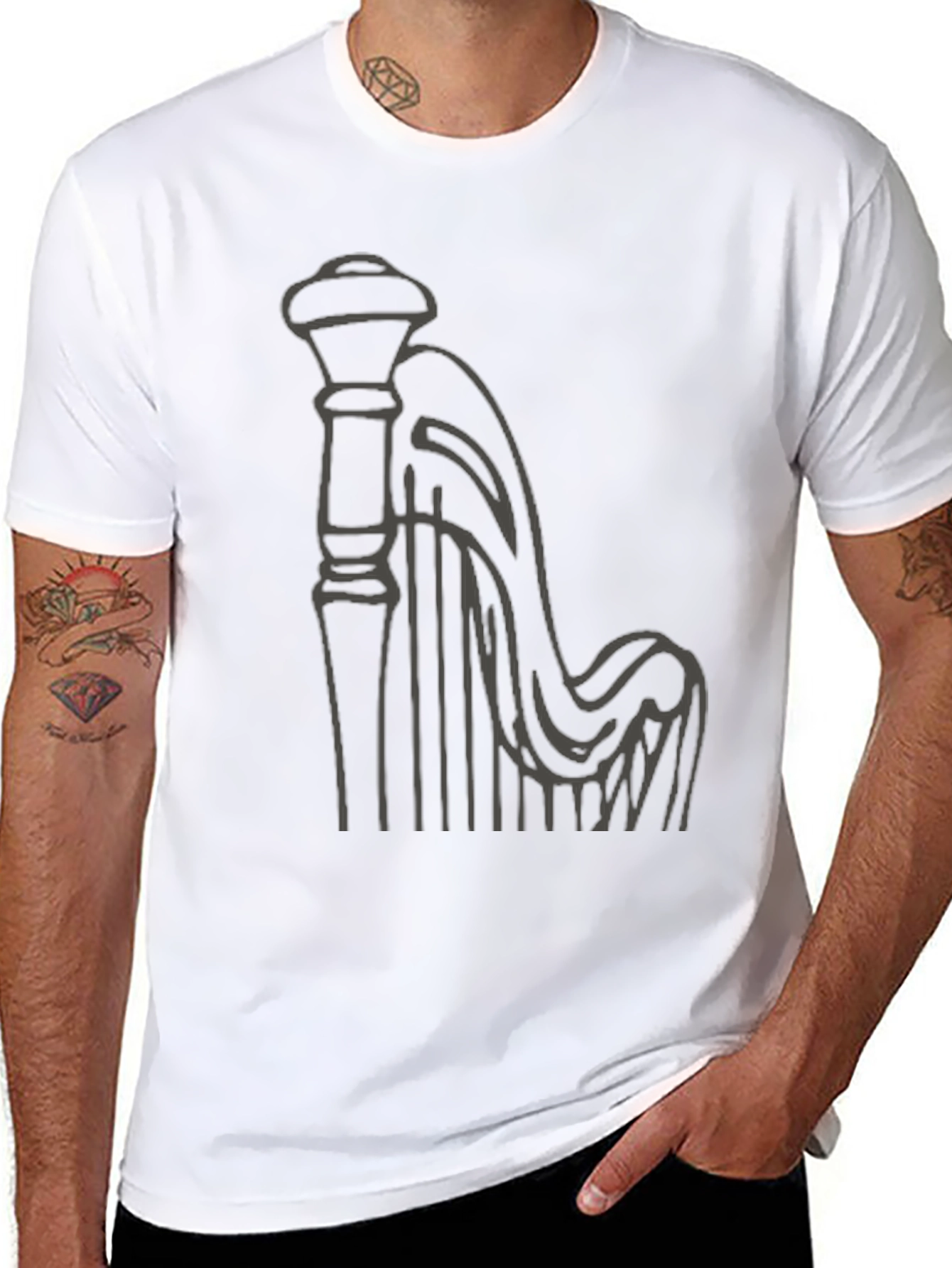 Harp Graphic T-Shirt - Classic Musical Instrument Tee