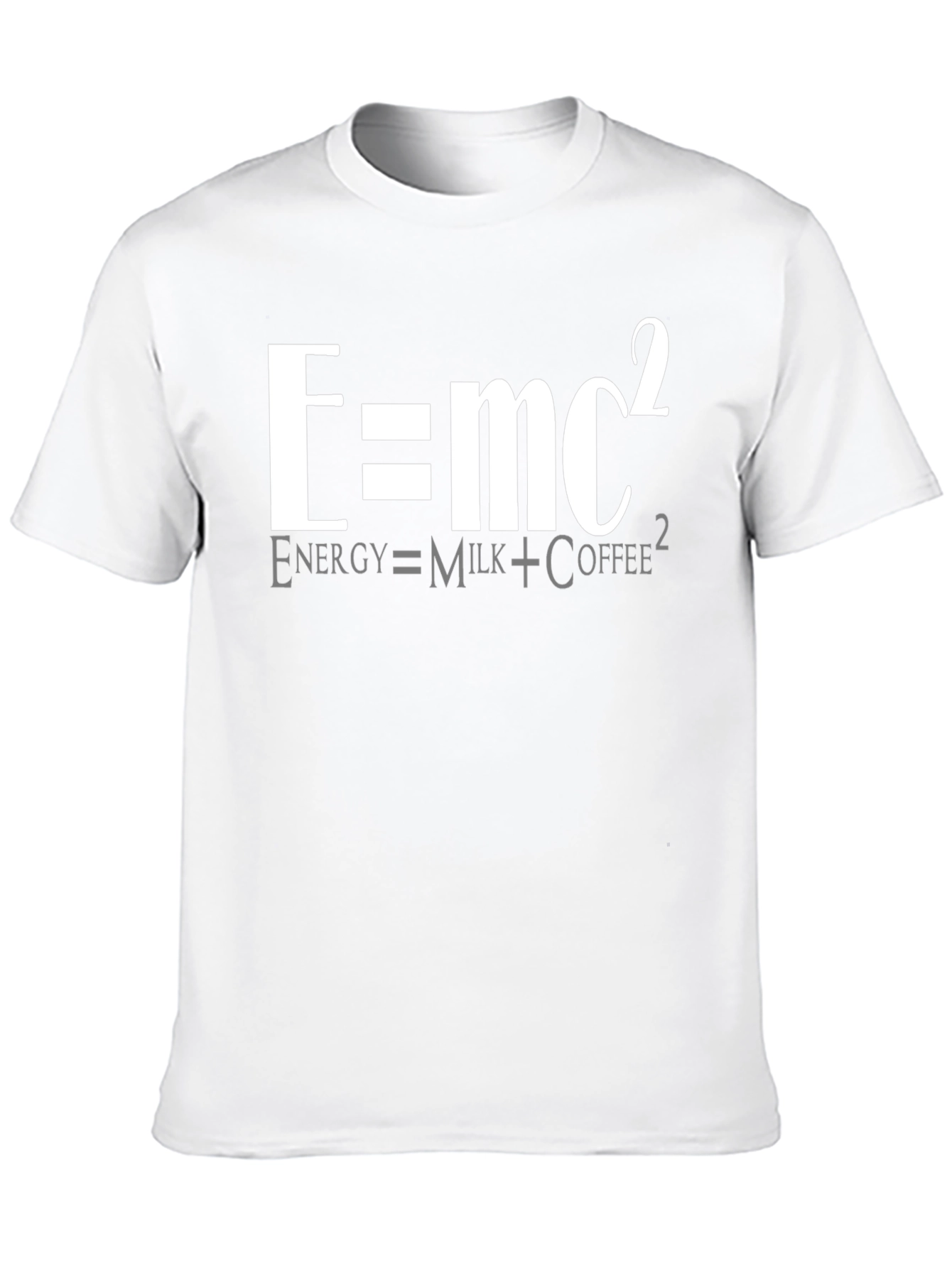 E=mc² Funny Science T-Shirt - Energy Equals Milk Coffee