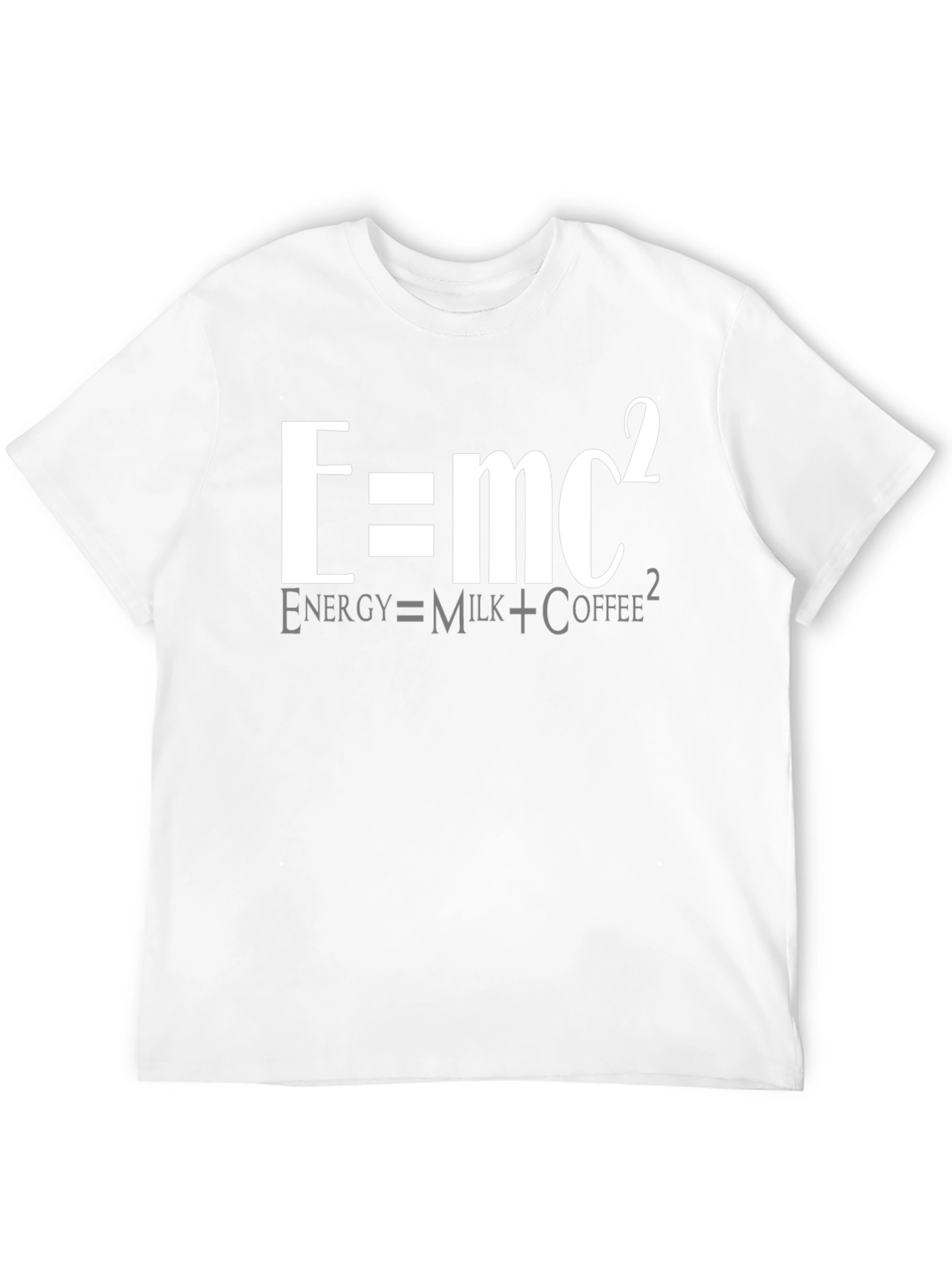 E=mc² Funny Science T-Shirt - Energy Equals Milk Coffee