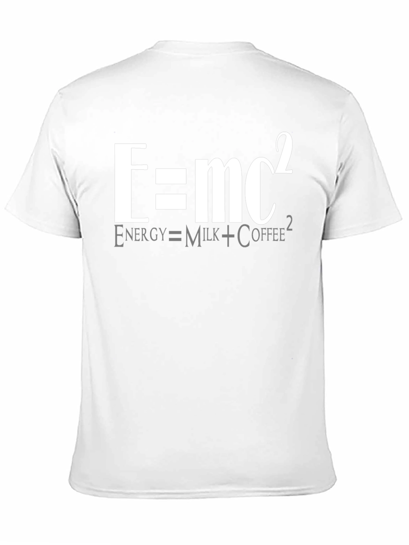 E=mc² Funny Science T-Shirt - Energy Equals Milk Coffee
