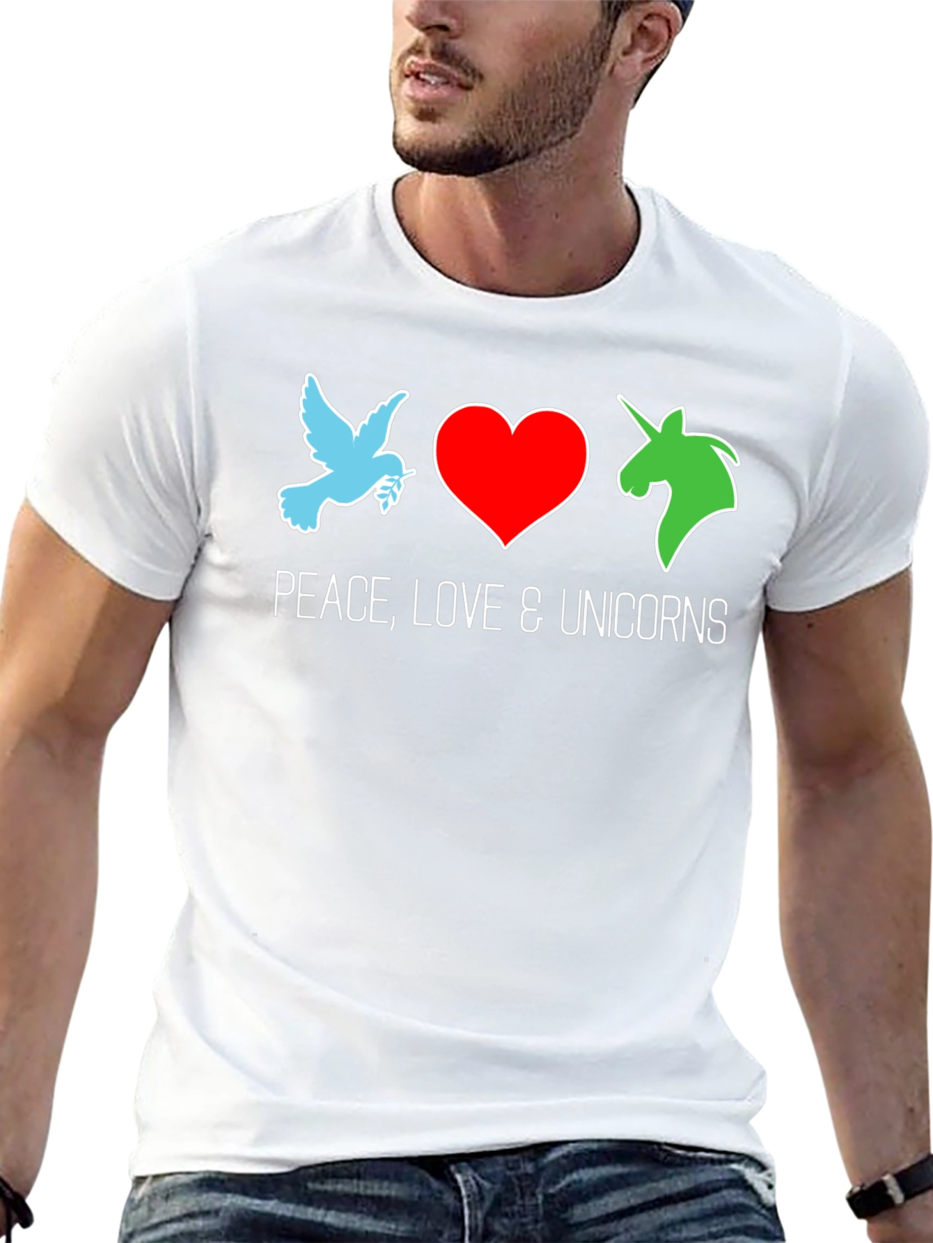 Peace Love & Unicorns Black T-Shirt