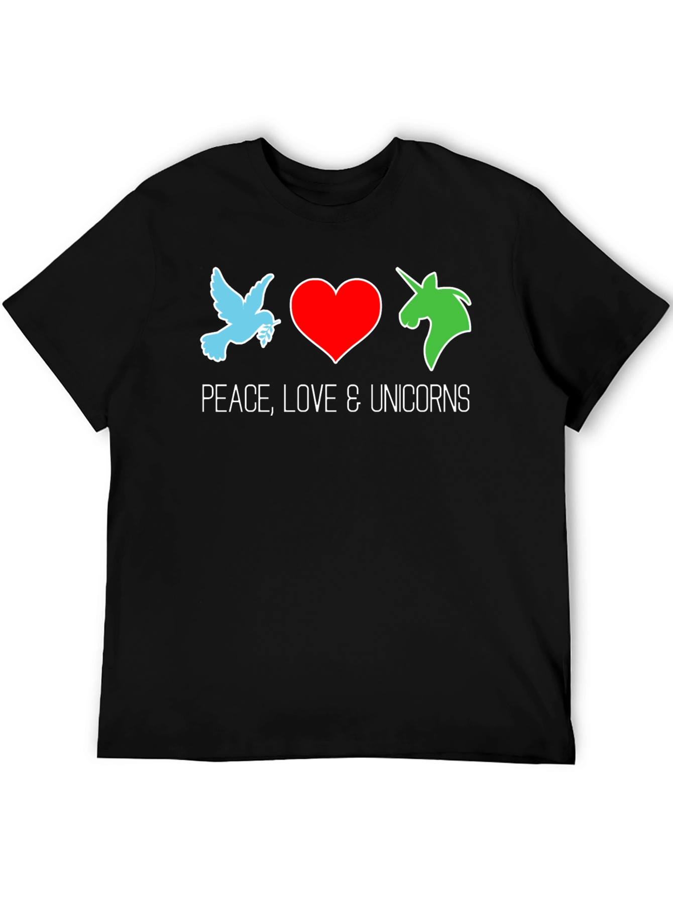 Peace Love & Unicorns Black T-Shirt