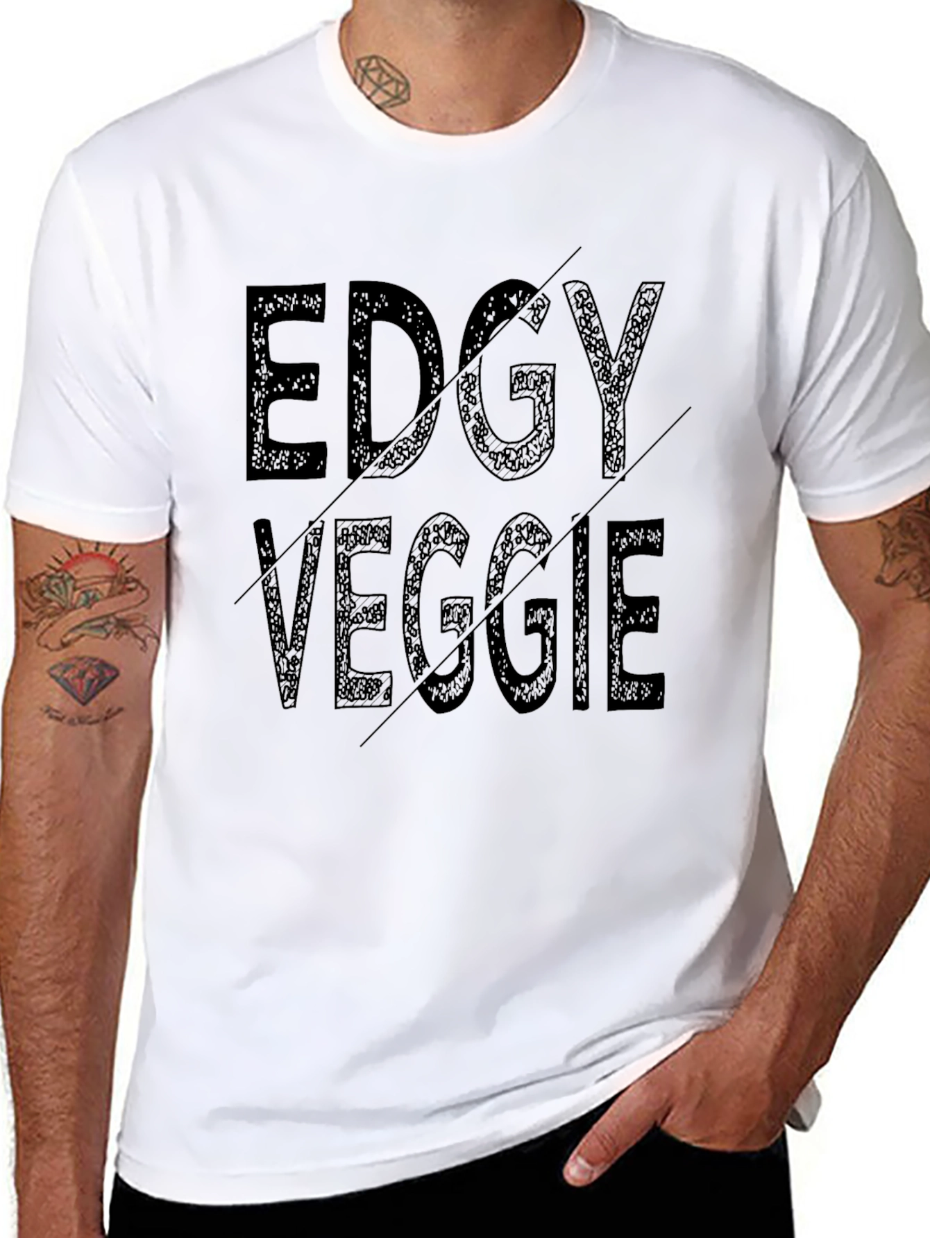 Edgy Veggie Graphic Tee - Unisex Black T-Shirt