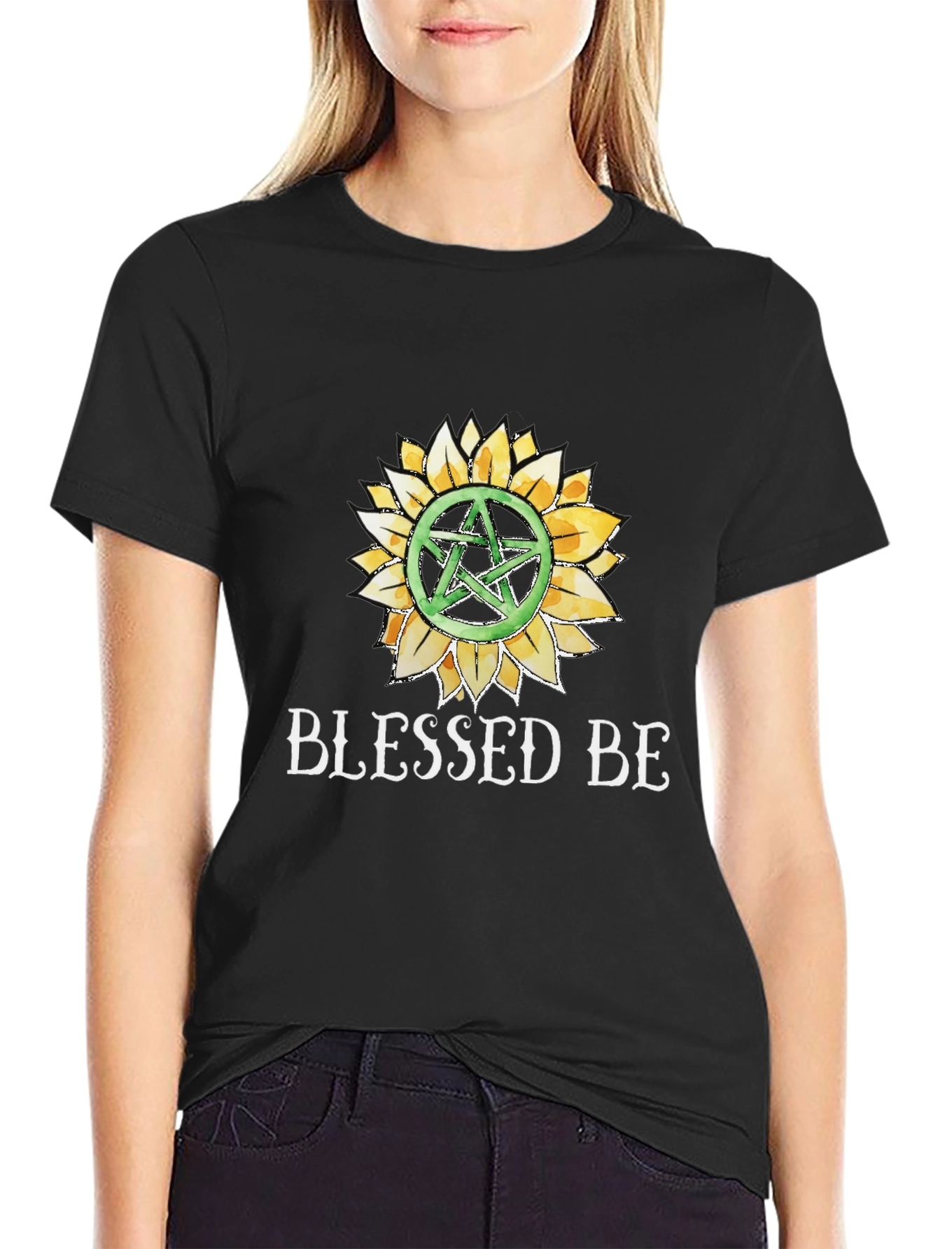 Blessed Be Sunflower Pentacle Graphic Tee
