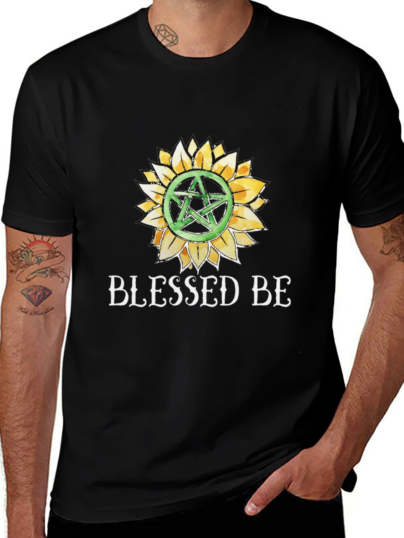 Blessed Be Sunflower Pentacle Graphic Tee
