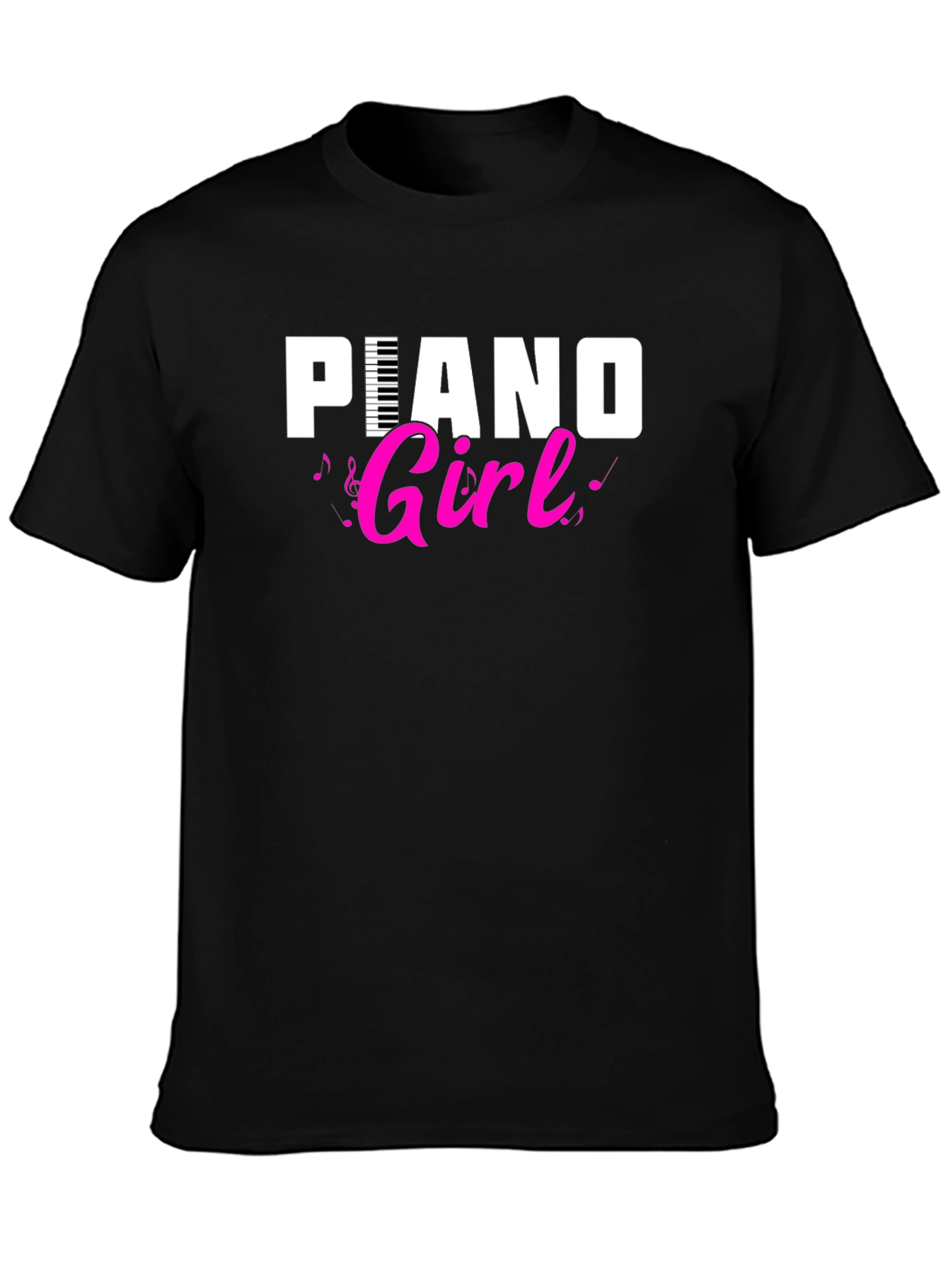 Piano Girl Black T-Shirt - Music Lover Tee