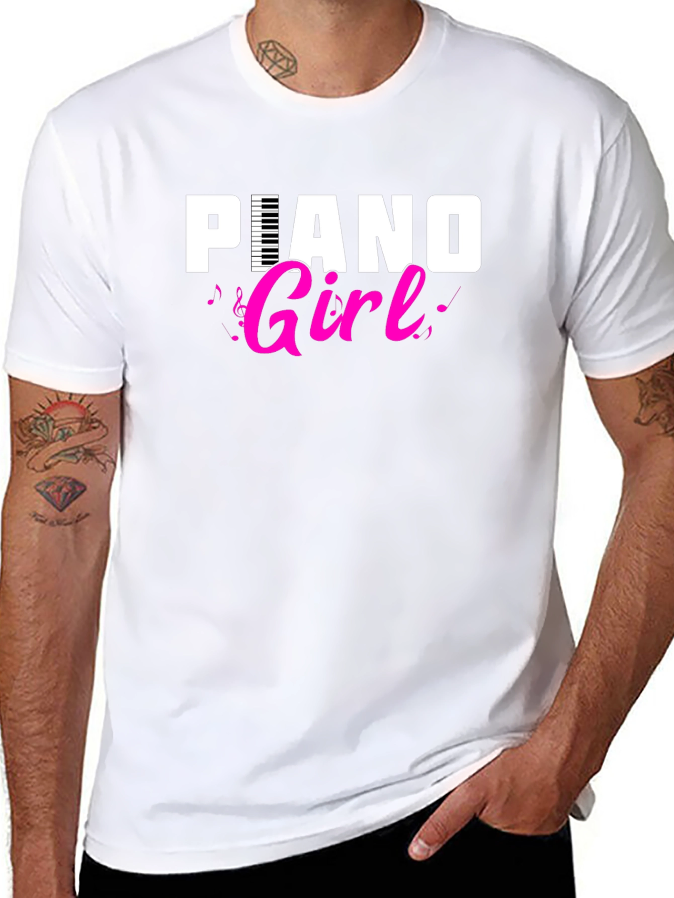 Piano Girl Black T-Shirt - Music Lover Tee