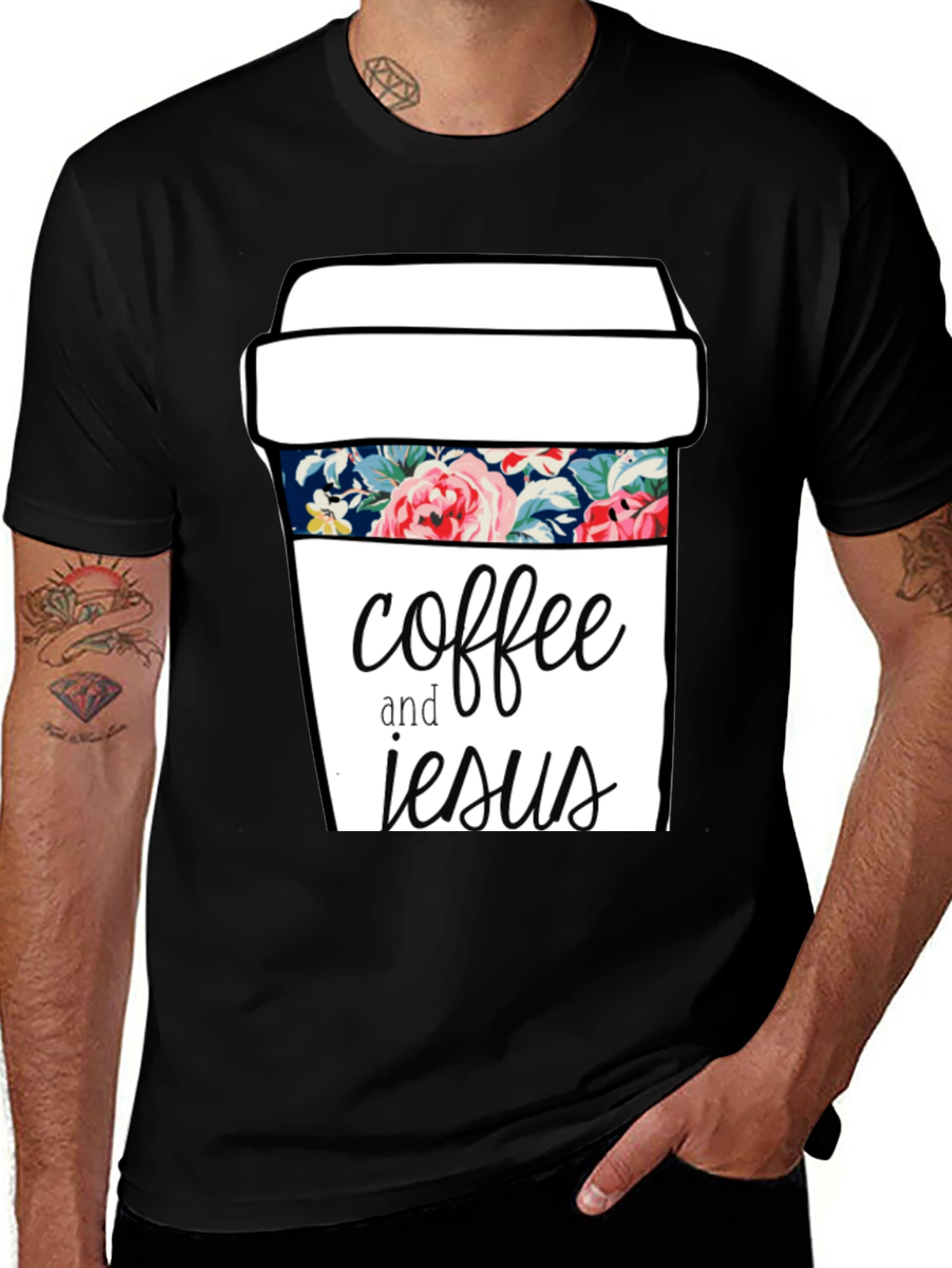 Coffee and Jesus Graphic Tee - Black