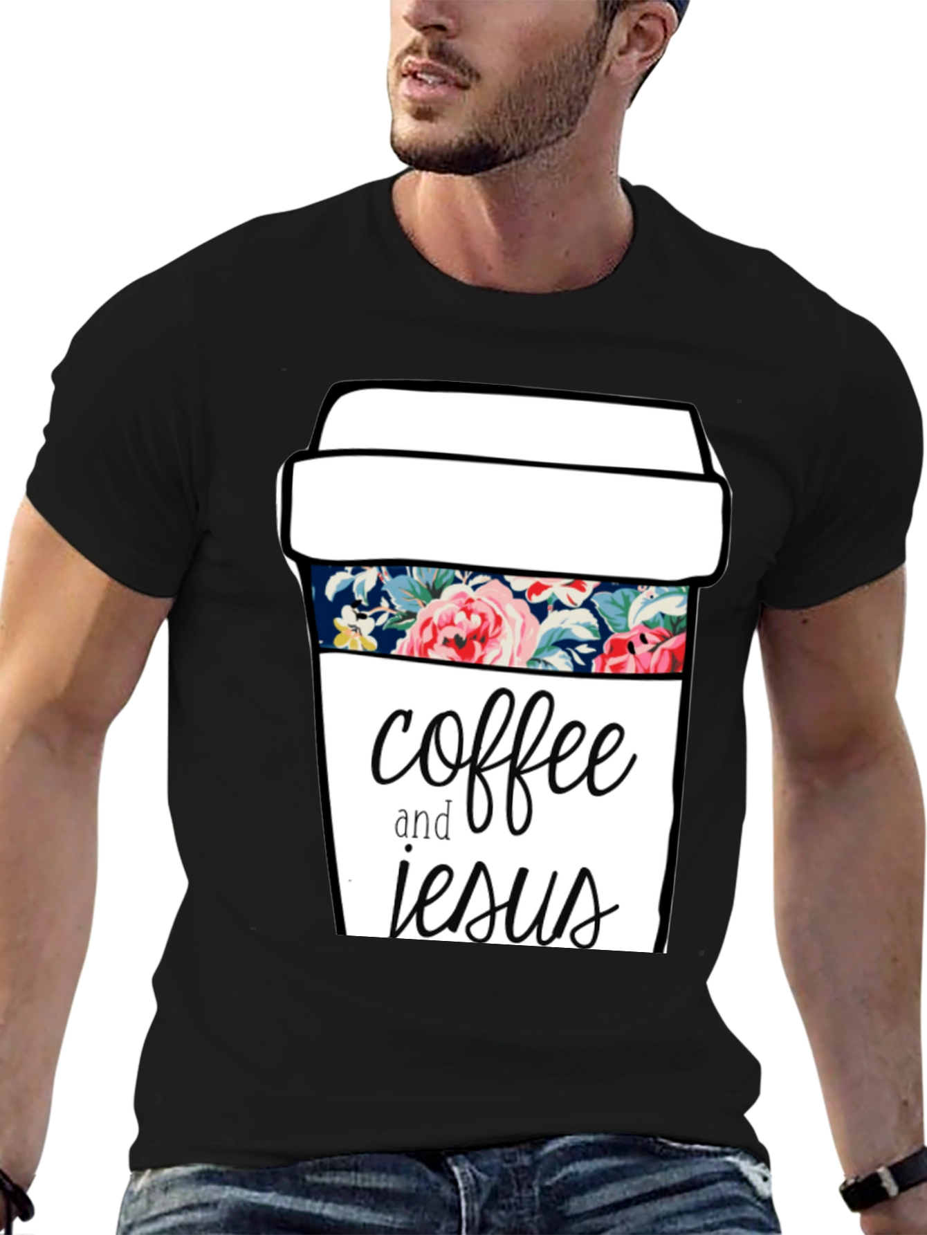 Coffee and Jesus Graphic Tee - Black